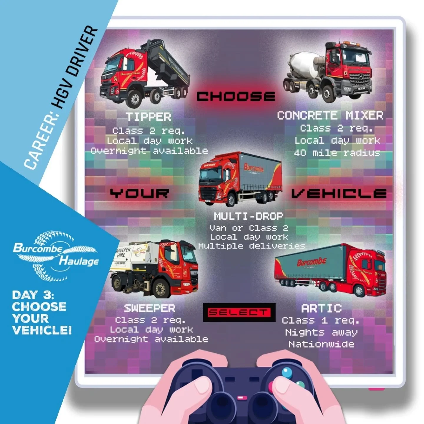🚛 National Careers Week &ndash; Day 3 &ndash; Choose Your Vehicle 🚛 

If you say HGV to someone they would probably think of a large lorry with a trailer on the back. But having a HGV licence offers plenty of different opportunities to drive differ