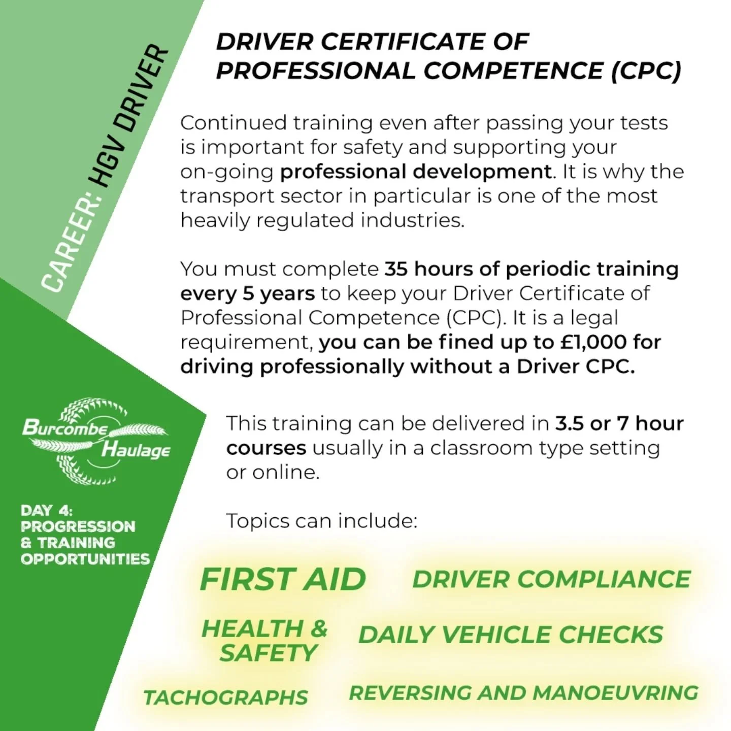 🚜 National Careers Week &ndash; Day 4 &ndash; Progression &amp; Training Opportunities 🚜

You may think once you&rsquo;ve got your HGV licence that&rsquo;s it, you can drive, that&rsquo;s your career sorted. However the training continues to ensure