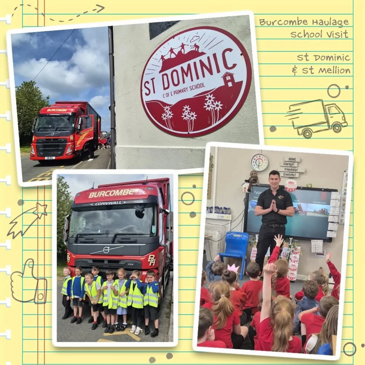 We paid a visit to St Dominic School last week and took along one of our lorries for the children to explore as part of their learning. 

Along with pupils from St Mellion, Will explained to them all the different vehicles that Burcombe has and what 