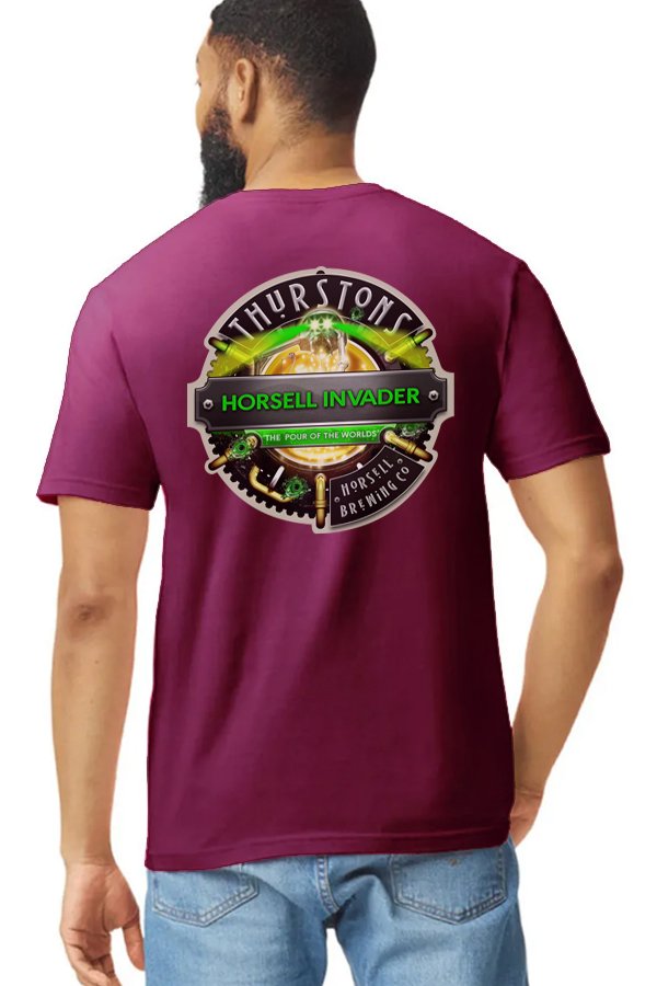 Thurstons Brewery Cardinal T-Shirt Back on model Invader.jpg