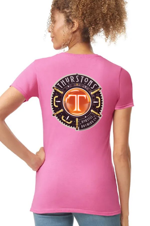 Thurstons Brewery Ladies Alelea T-Shirt Back on model Logo.jpg