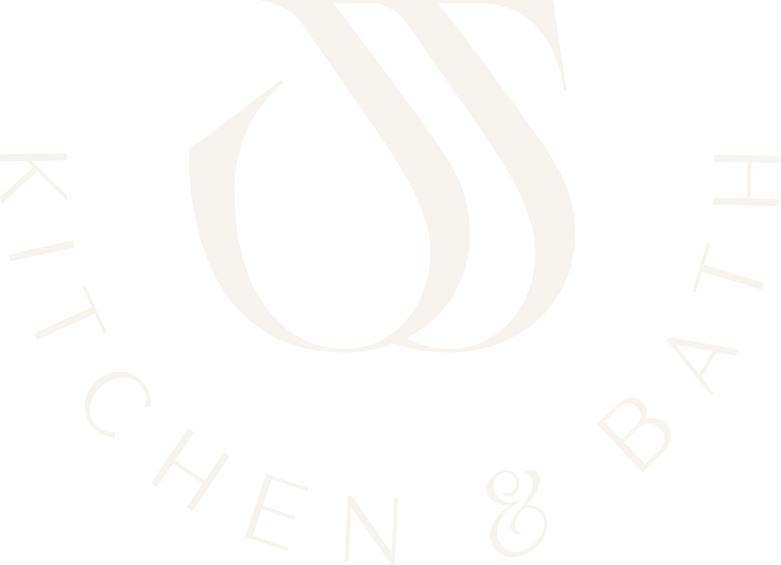 A black circular logo with stylized white flames in the center and the words 'KITCHEN & BAR' curved around the bottom.
