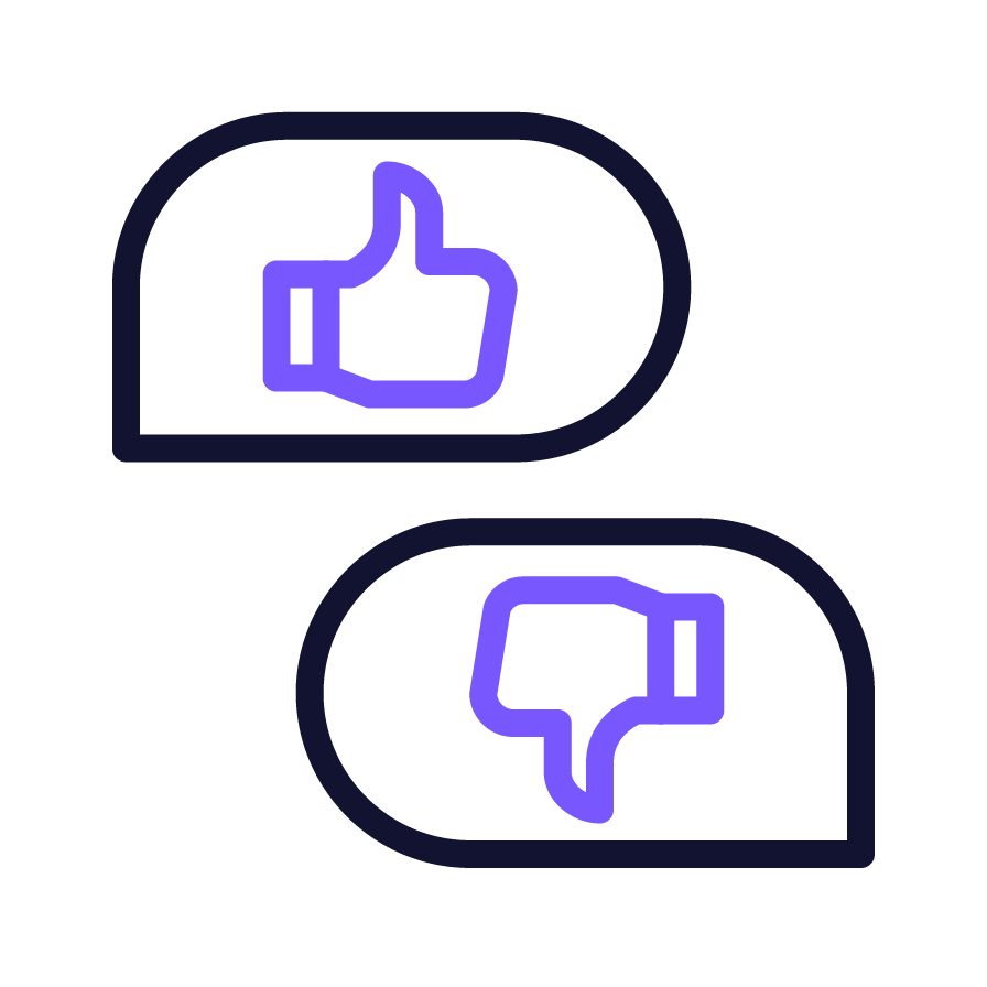 Illustration of a like and dislike icon with neon glow