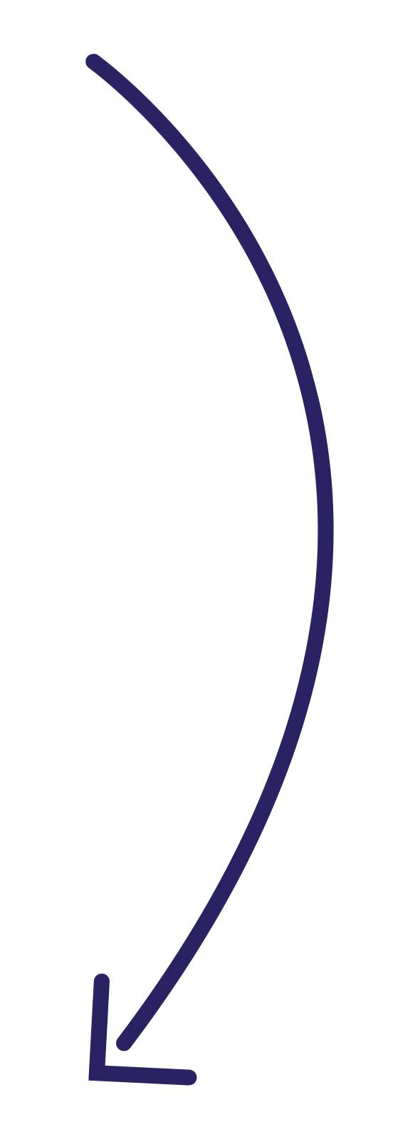 Blue curved arrow pointing downward.