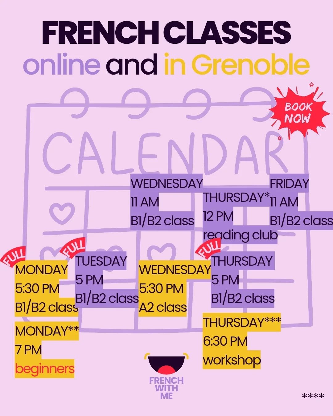 Send me a message🇨🇵

There is so much to say about all this, you can go check all the links in my bio but here is the essential:

💛Everything starts with a free call, you can book yours now in my bio!
💛All classes are CONVERSATION classes, held i