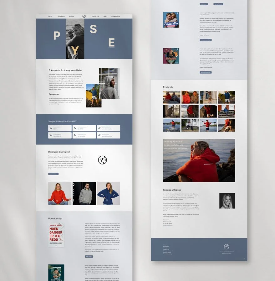 Utsnitt av nettsiden til pyse.no, utviklet av Samare