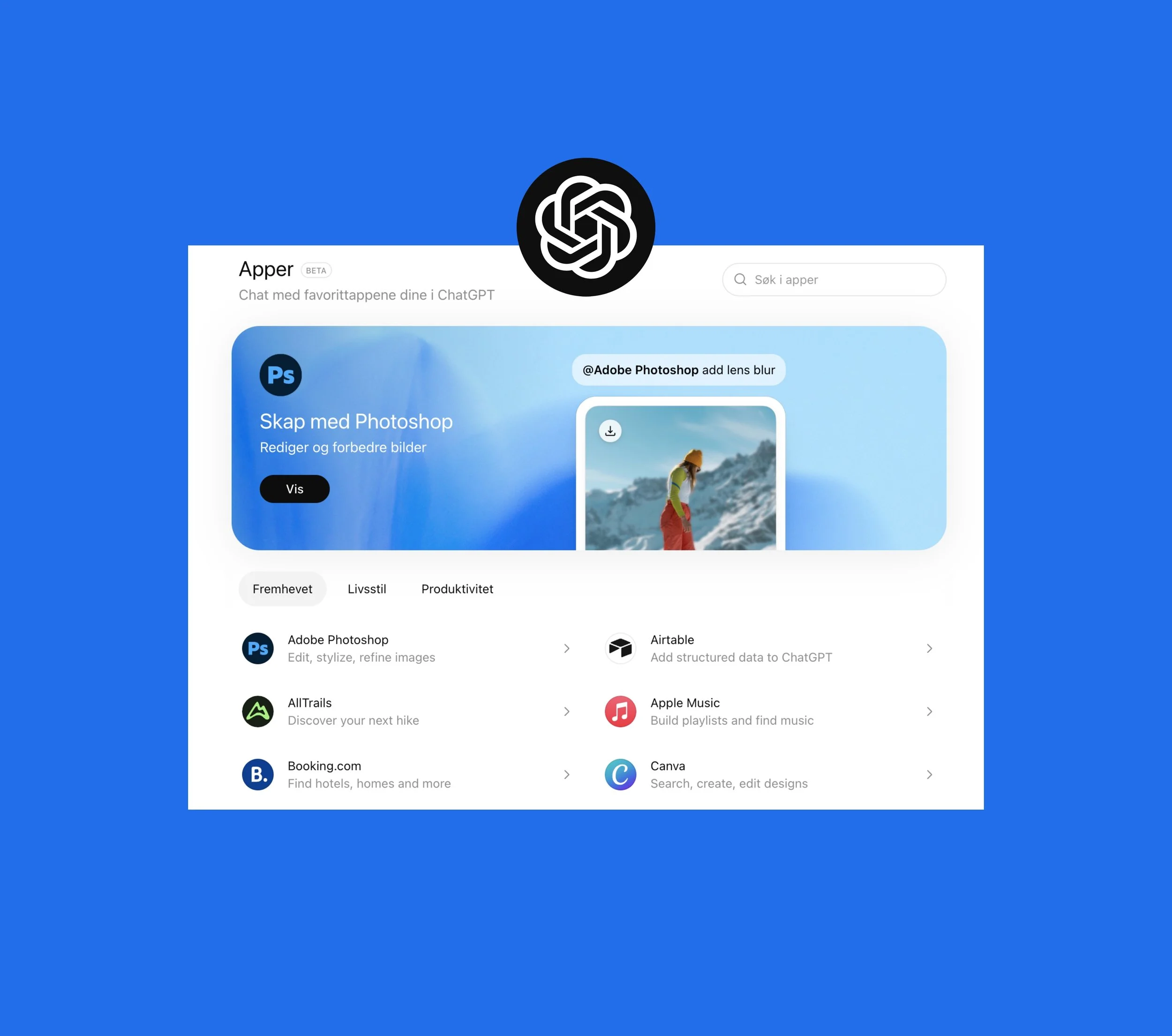 Bilde av Adobe Photoshop appen i Chat GPT