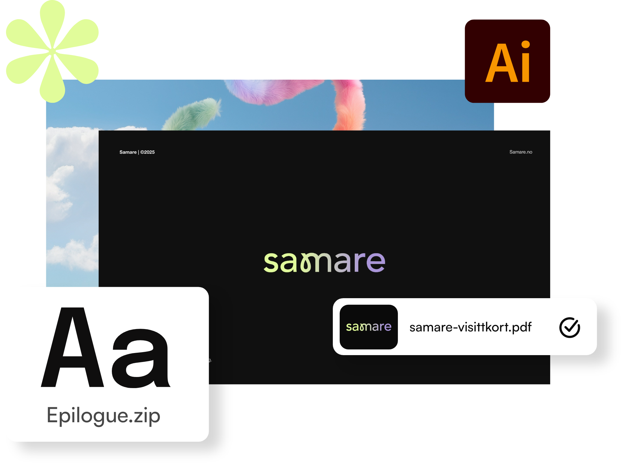 Ilustrasjon av samare profilmanual, font og logo
