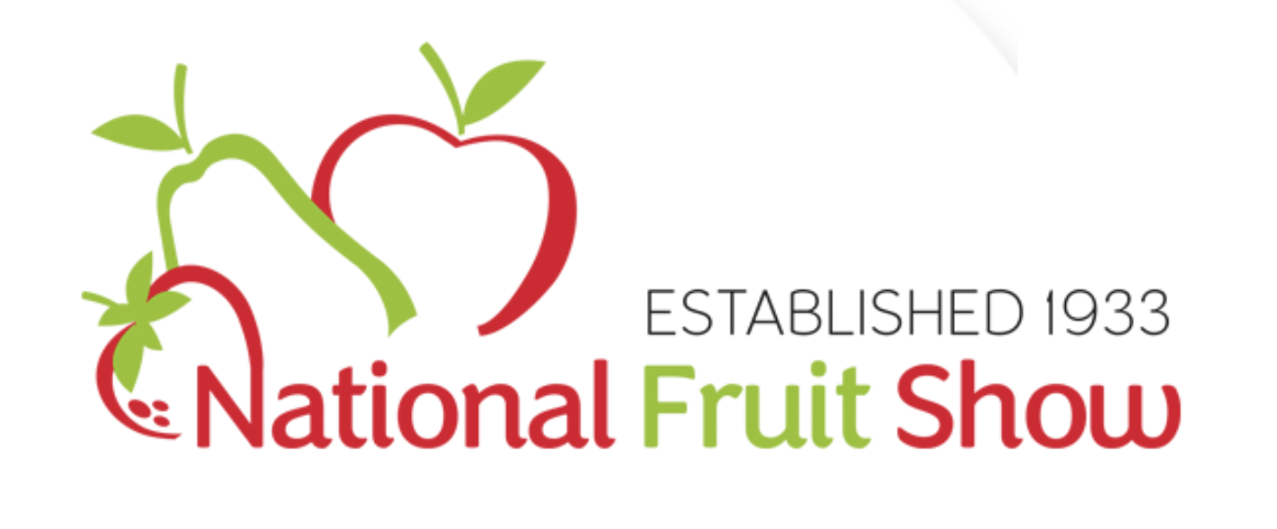 Logo of the National Fruit Show with stylized fruit designs, established in 1933.