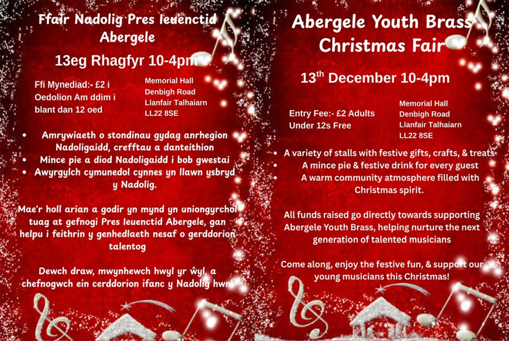 Abergele Youth Brass Band Christmas Fair in Llanfairtalhaiarn Memorial Hall