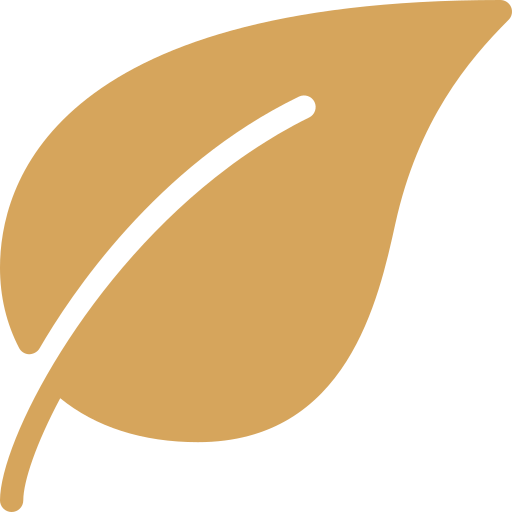 A simple graphic of a brown leaf.