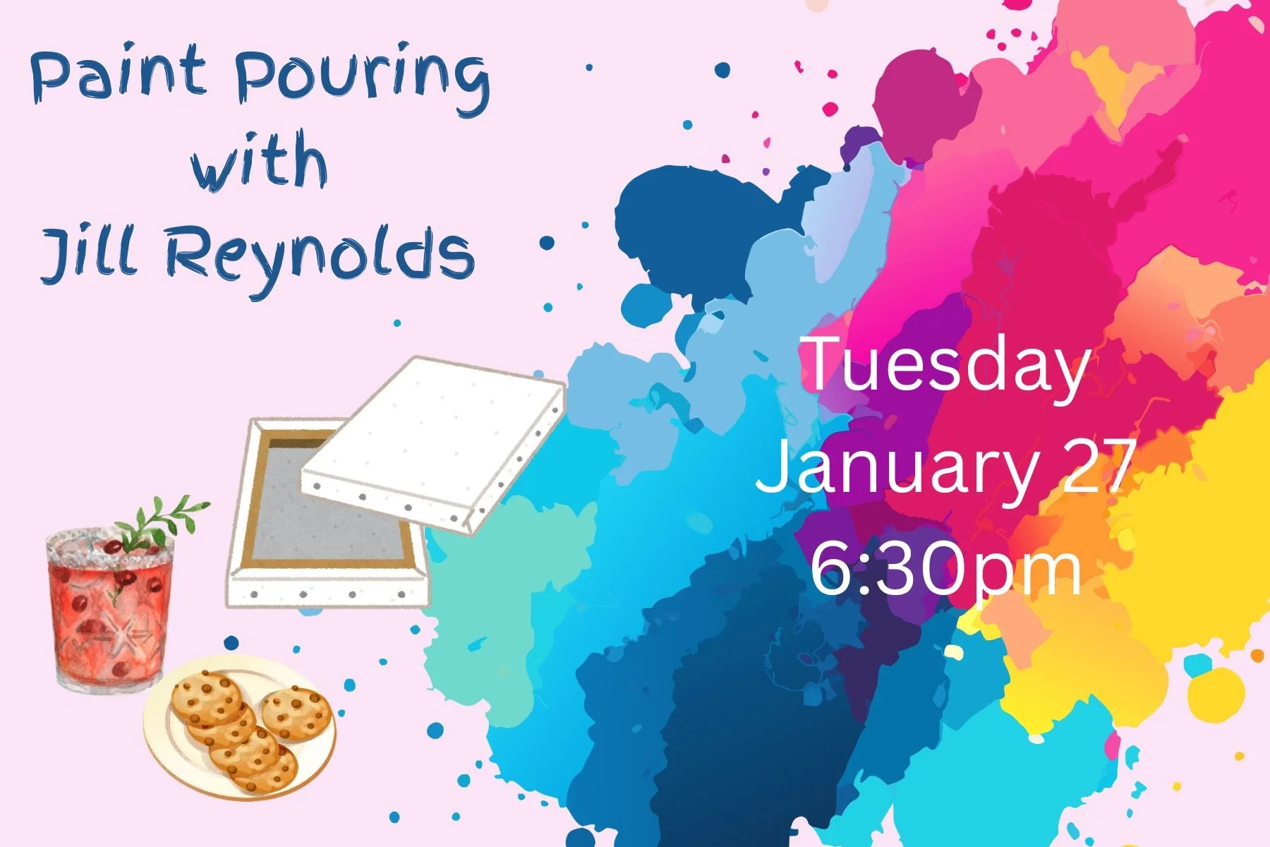 Paint Pouring with Mocktails & Cookies