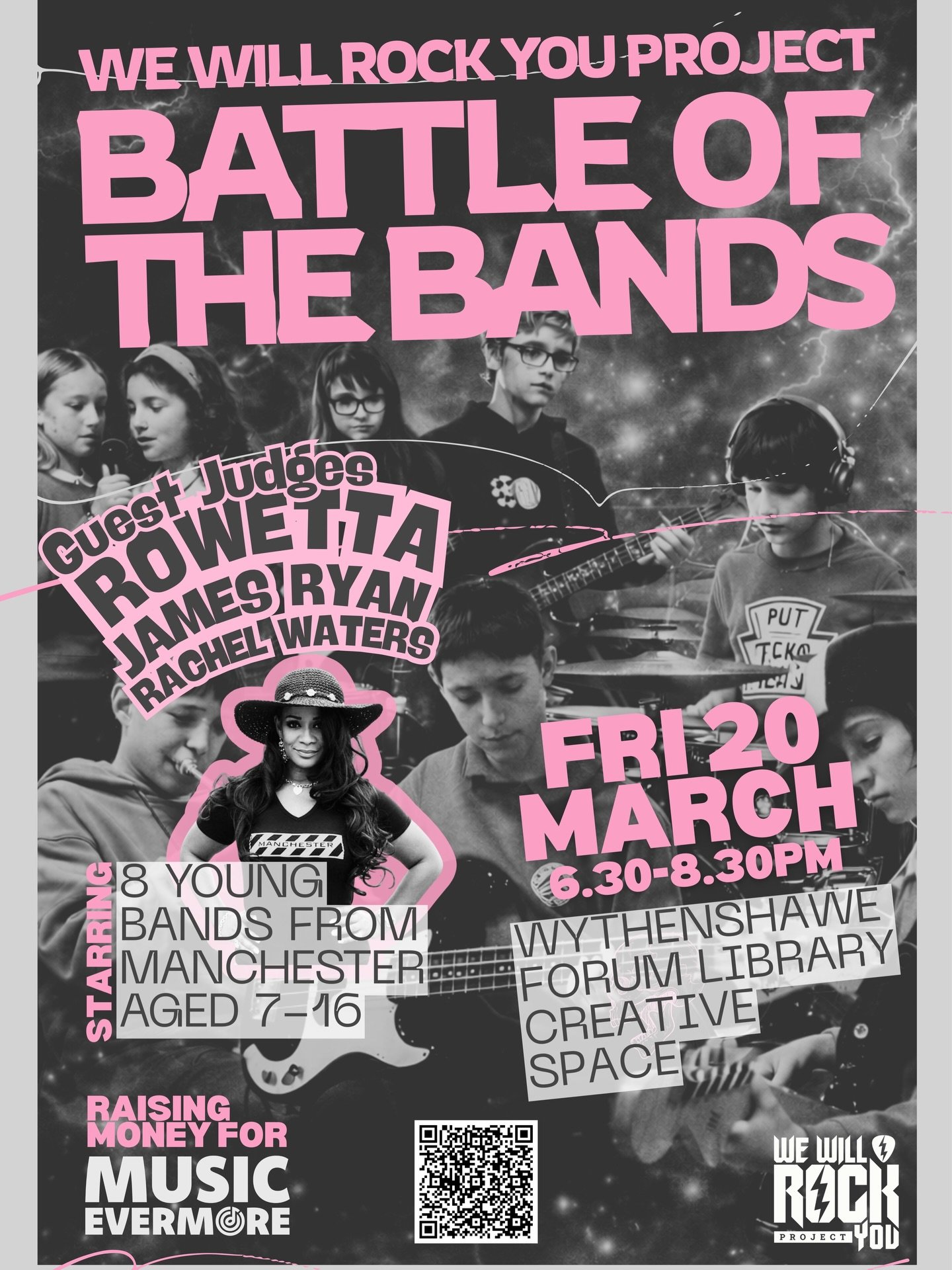 Manchester music icon Rowetta to judge young talent at Wythenshawe Battle of the Bands

Music Evermore and the We Will Rock You Project are delighted to announce that Manchester music legend Rowetta will be joining us as a guest judge at our upcoming