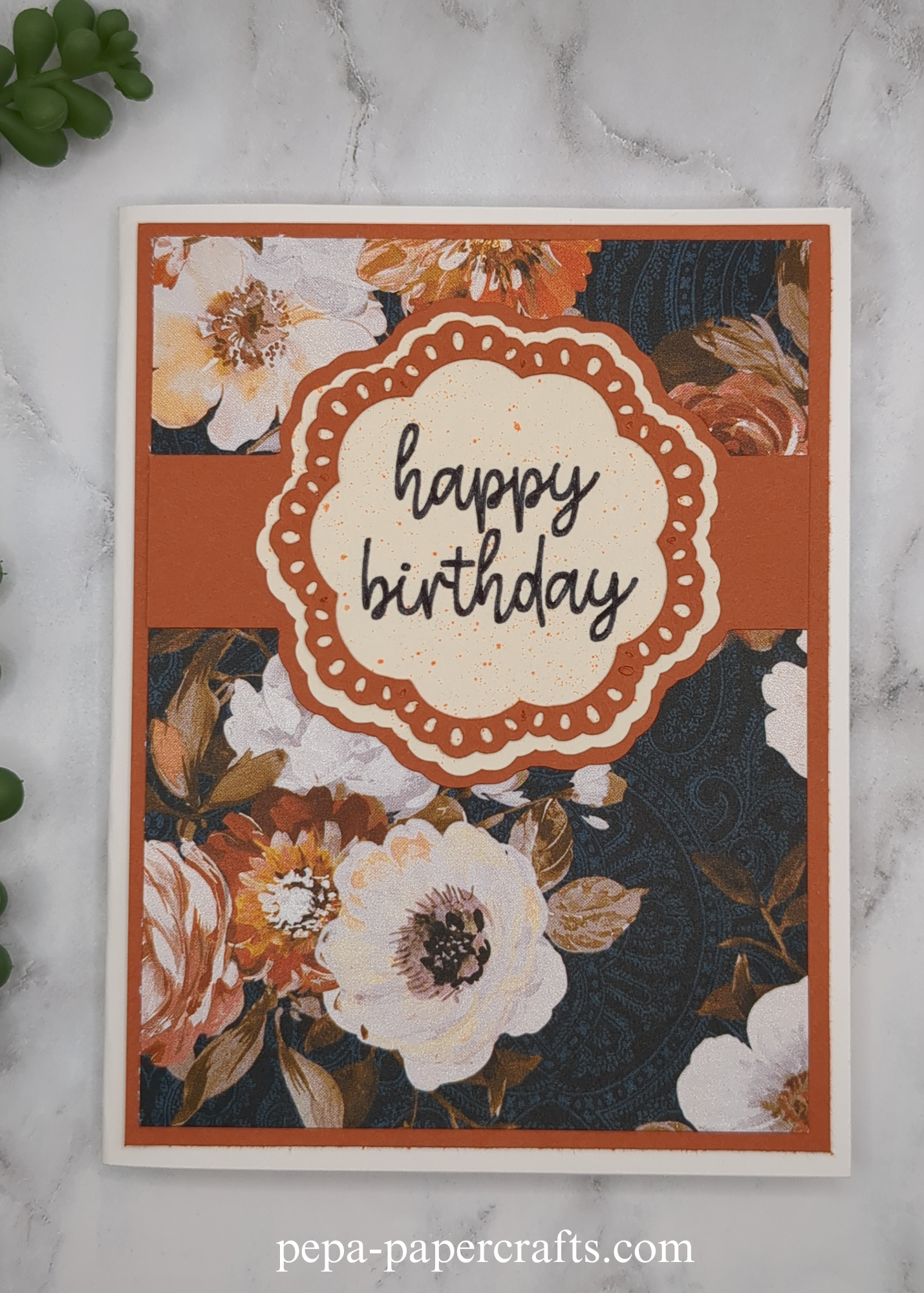 Blank Greeting Card | Orange Lace Card