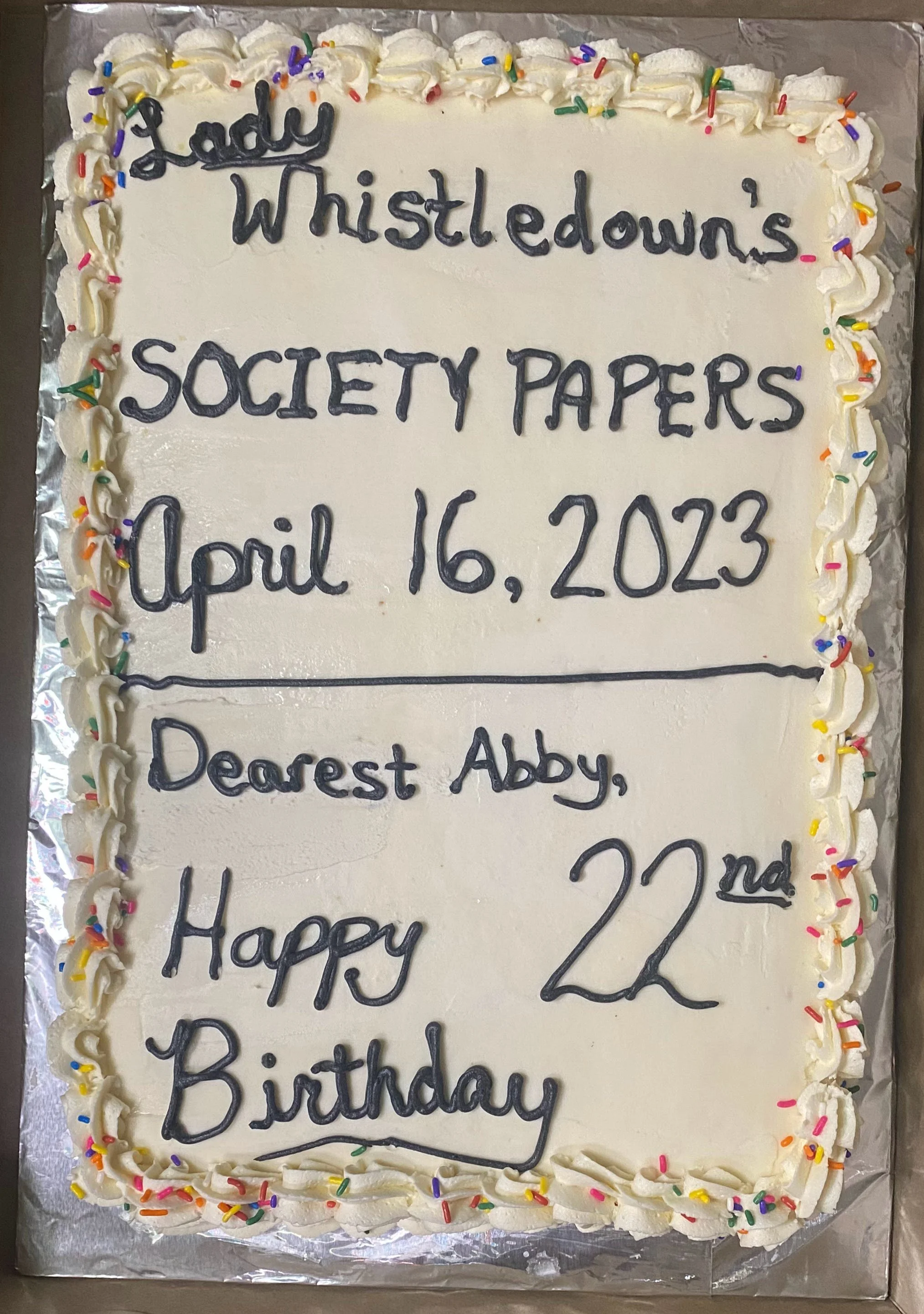 Vanilla 1/2 sheet cake