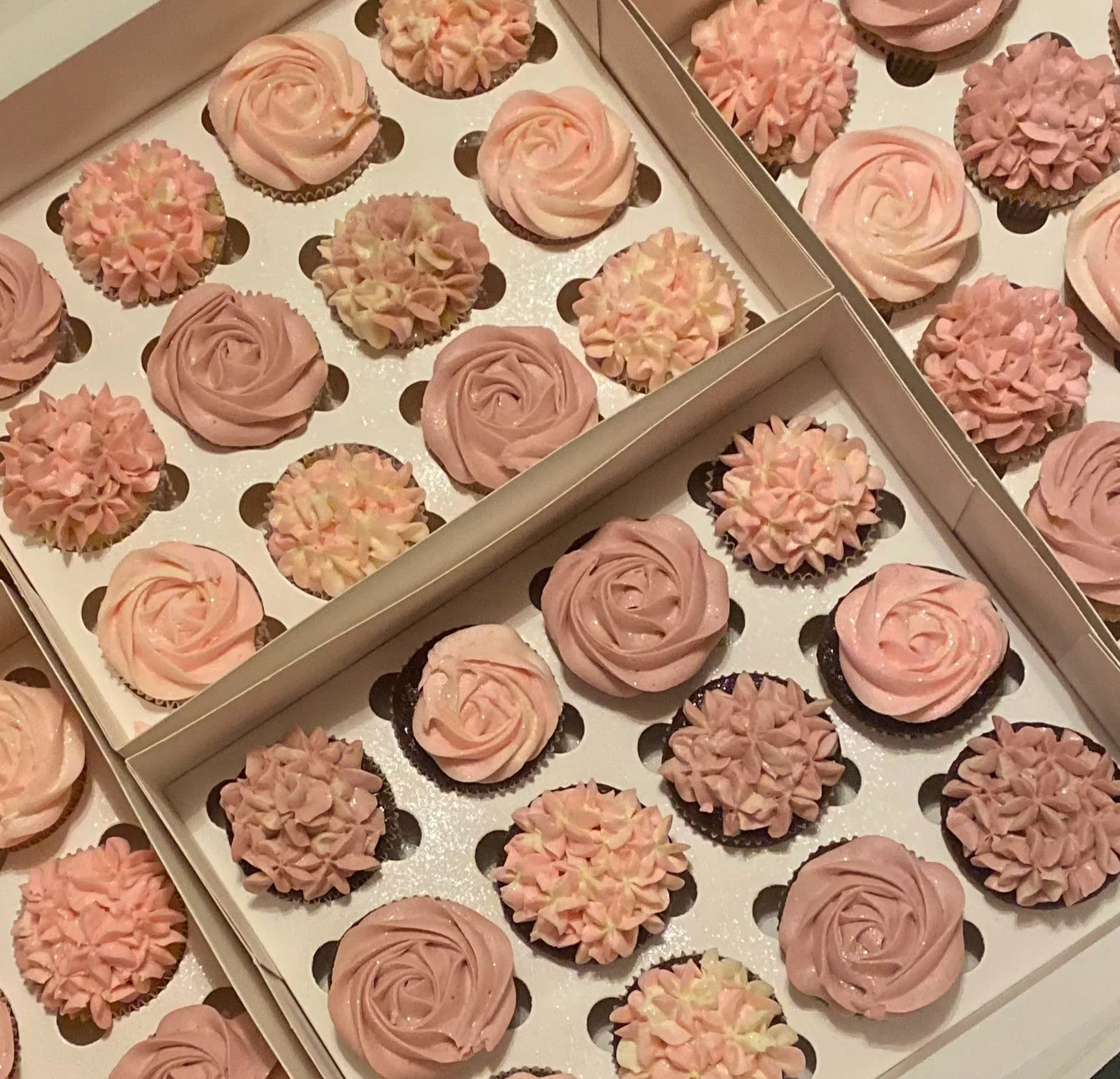 Assorted cupcakes decorated like flowers
