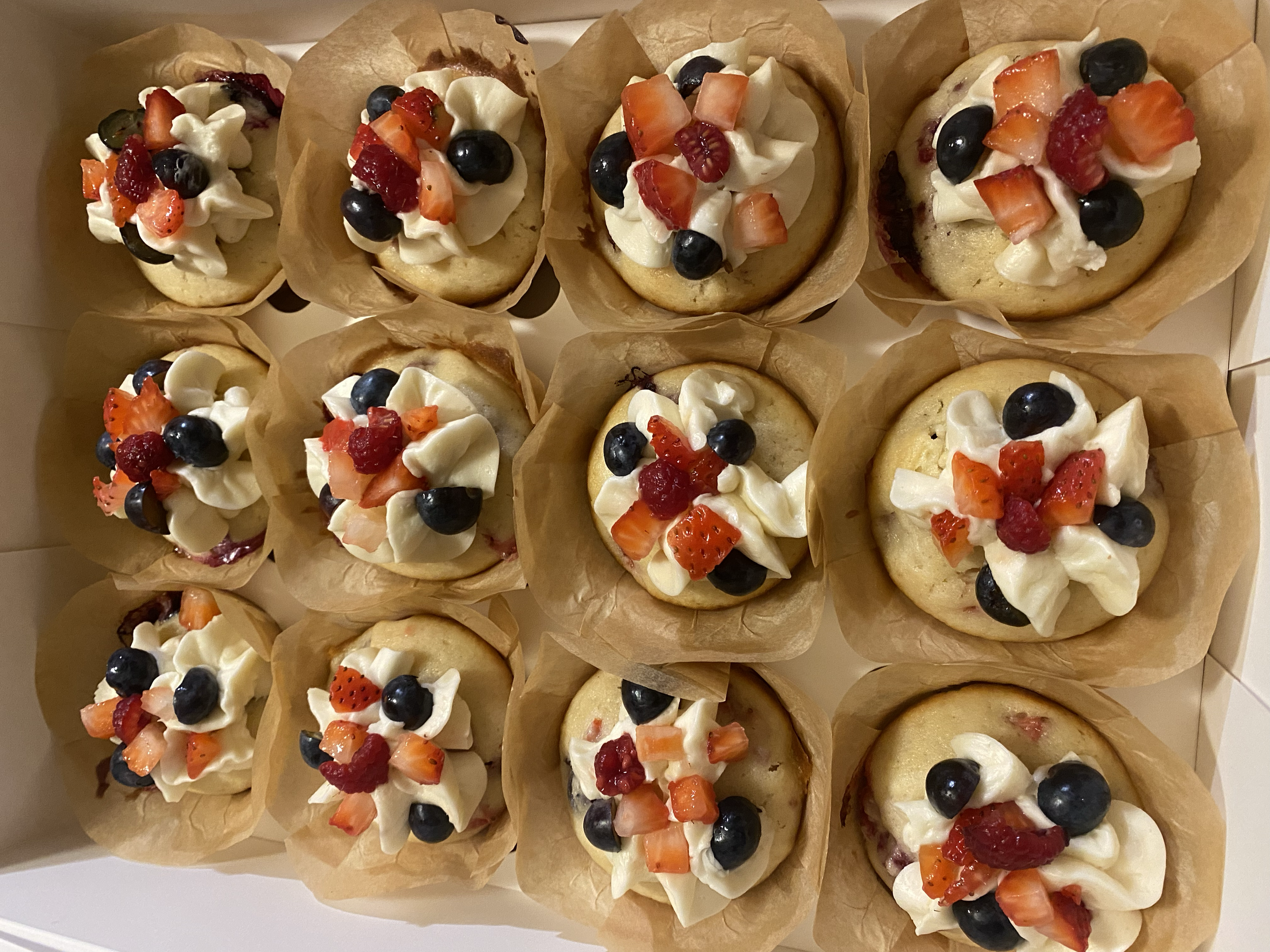 Low-sugar, mixed berry cupcakes