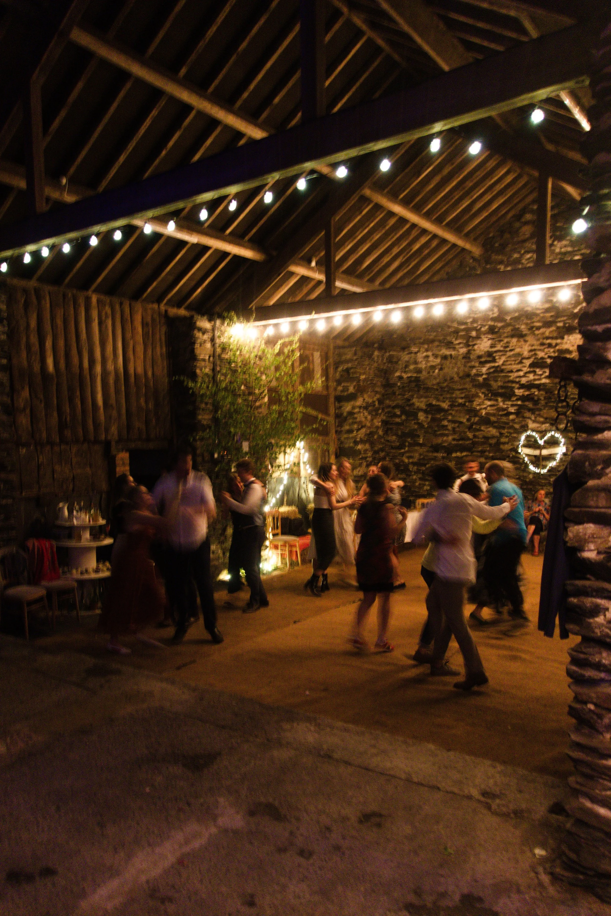 people dancing at welsh wedding barn