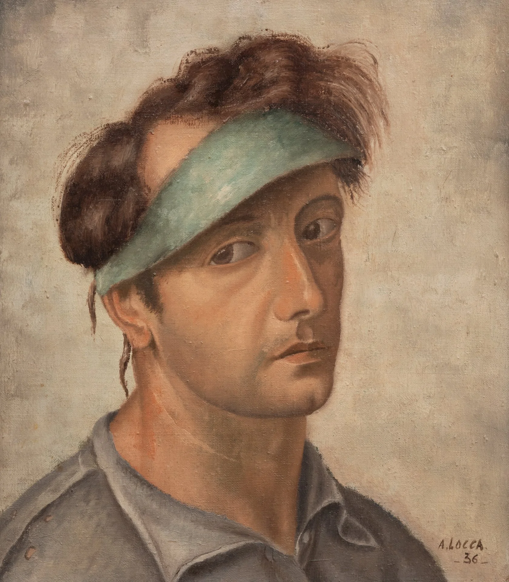 Albert Locca (1895-1966). Autoportrait à la visière, 1936.