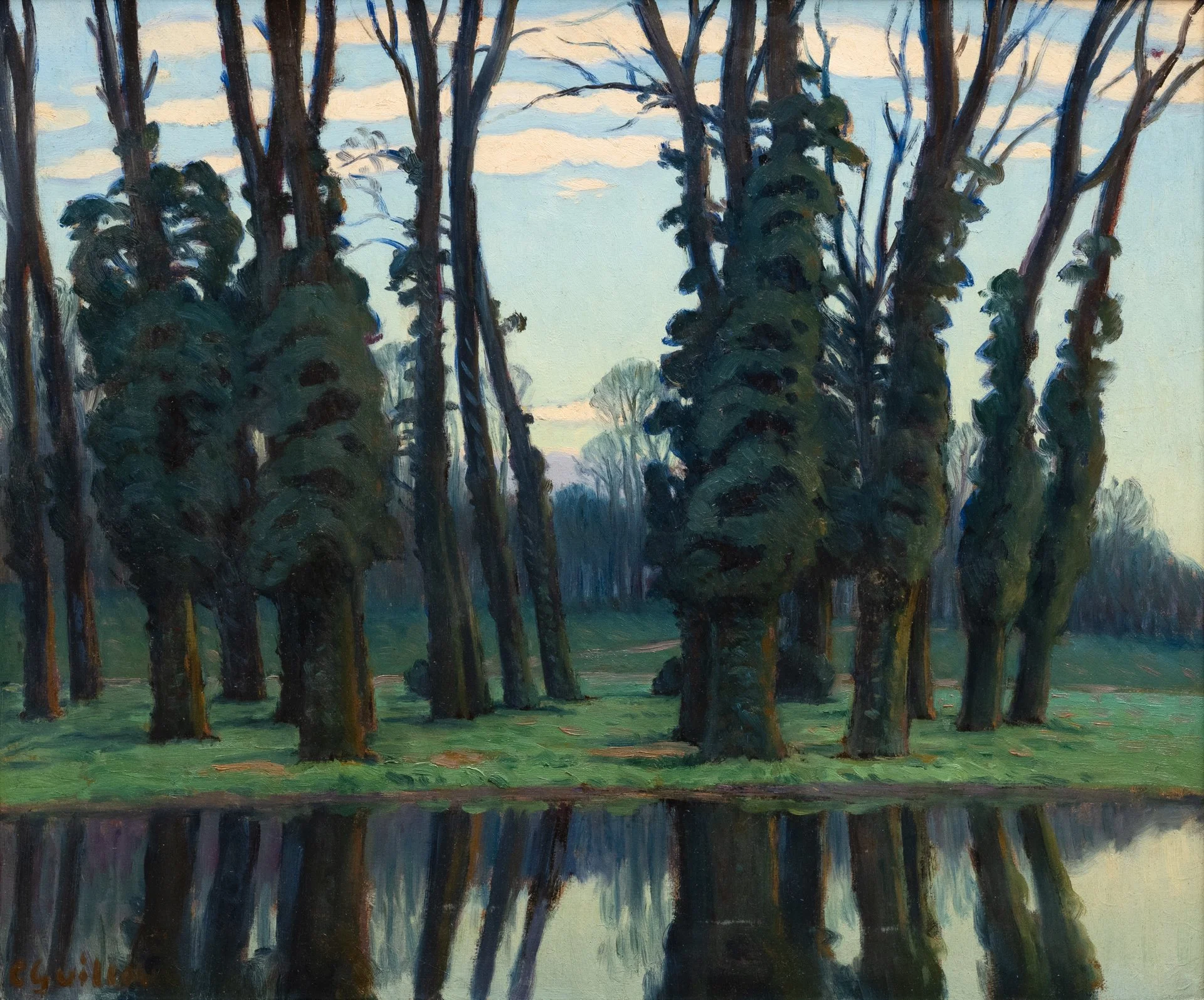 Charles Guilloux (1866-1946). Atmosphère en lisière de forêt, vers 1900.