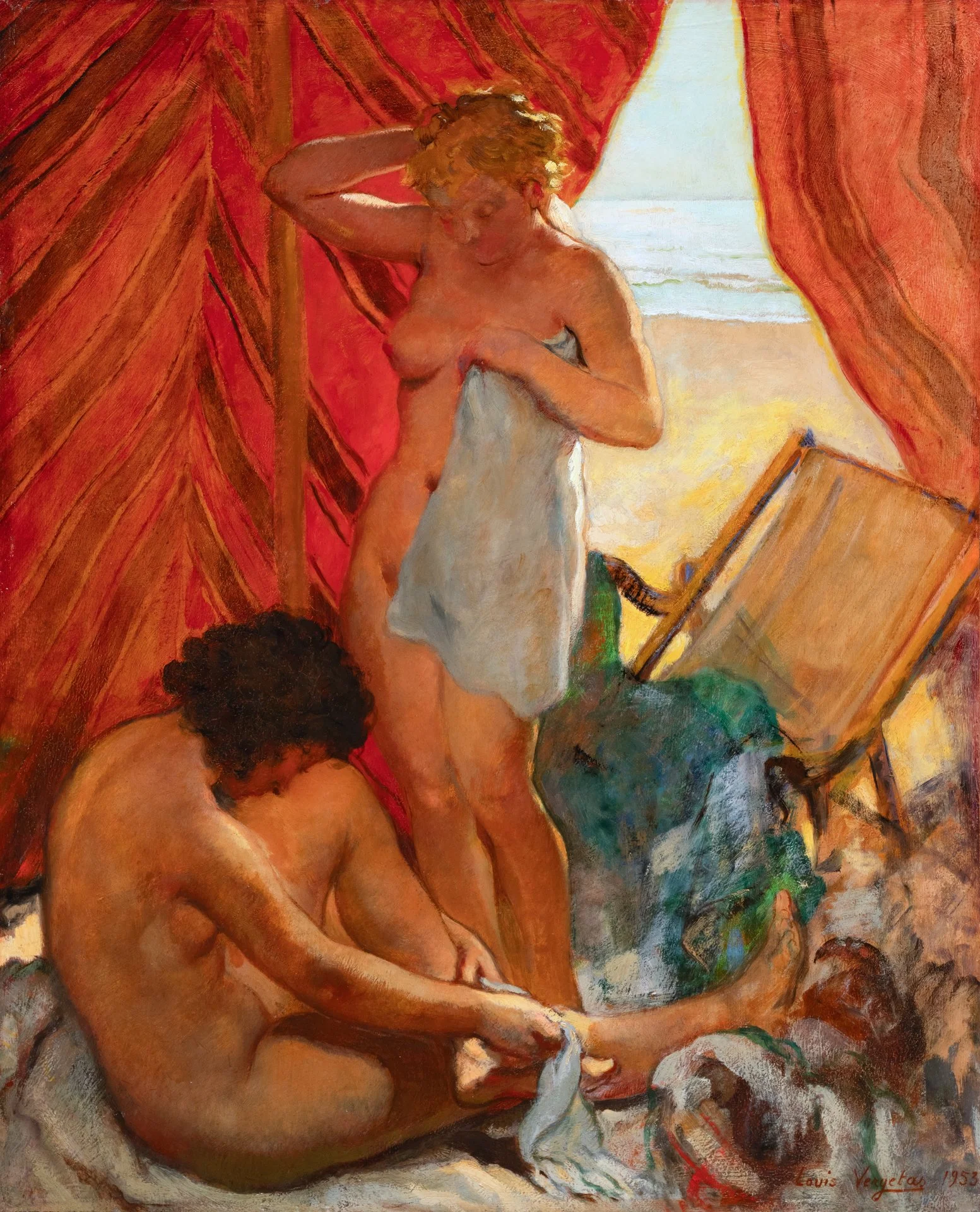 Louis Vergetas (1882-1961). Baigneuses, 1953.