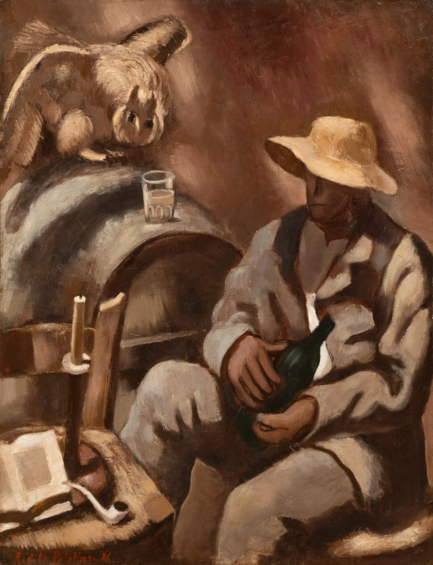 Amédée de La Patellière (1890-1932). Le philosophe à la bouteille, 1926.