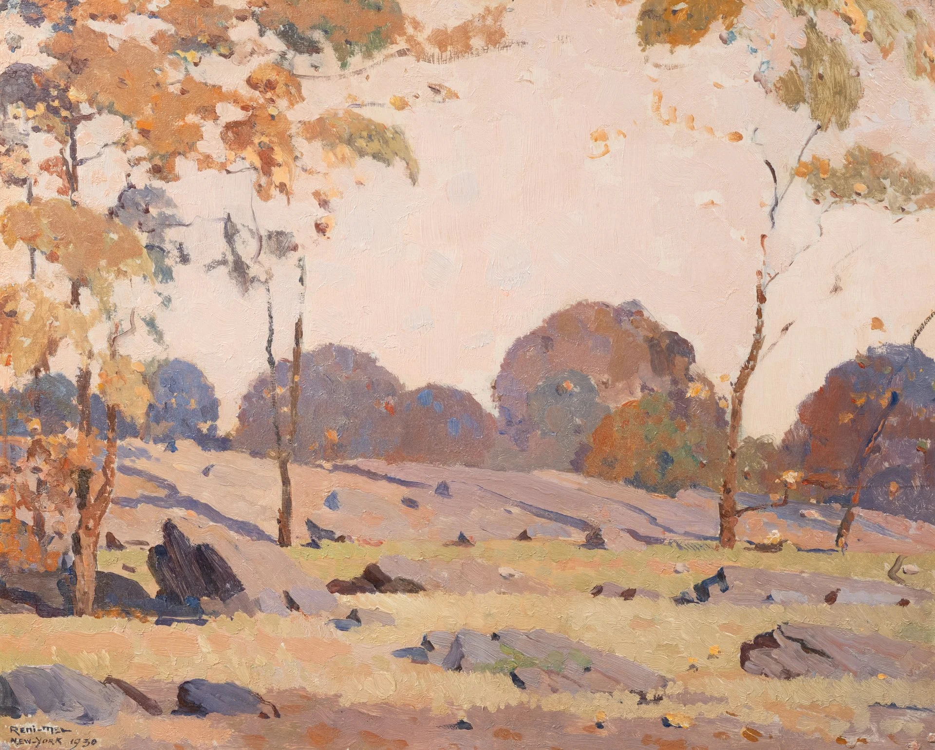 Léon Reni-Mel (1893-1984). Parc à New York, 1930.