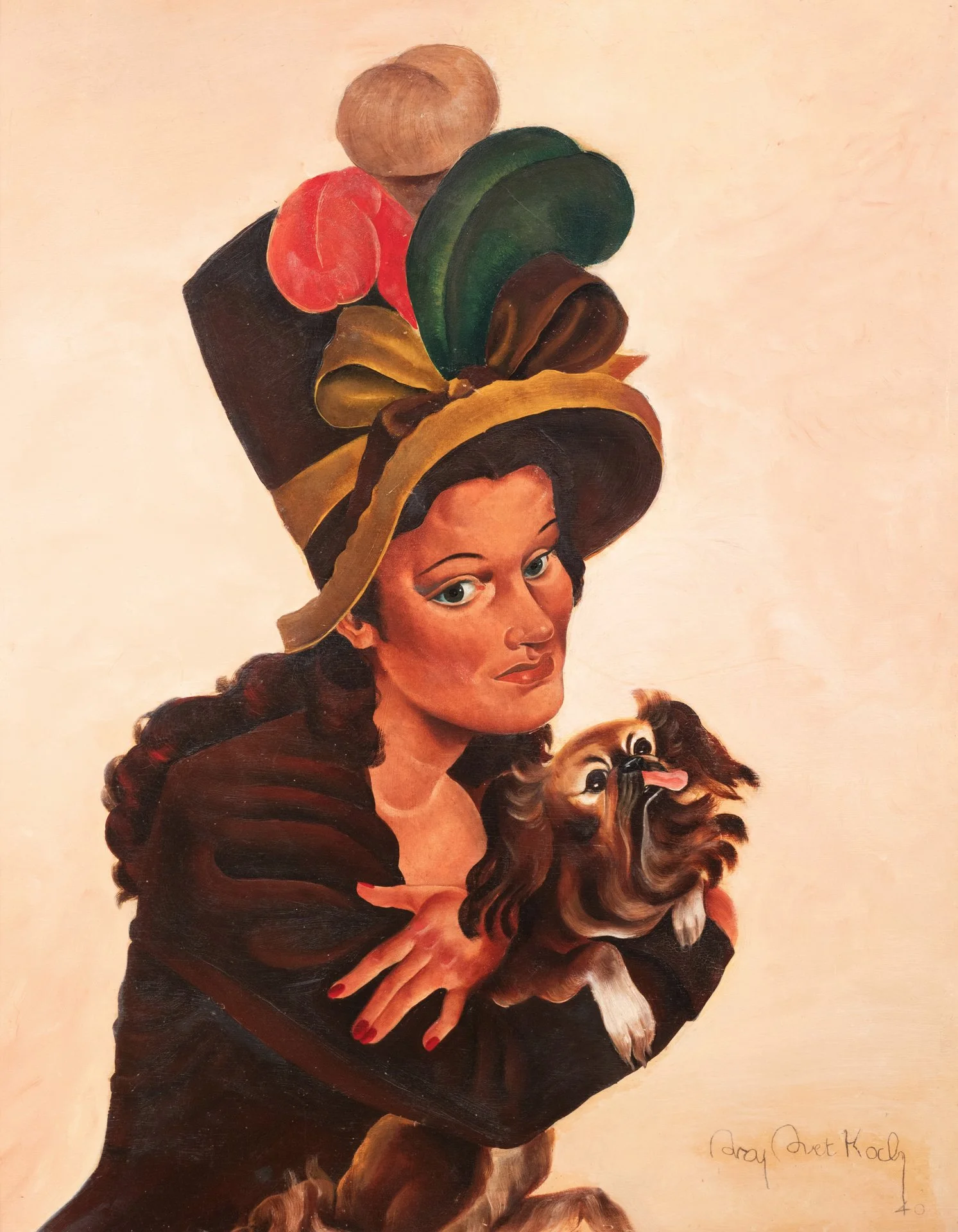 Raymond Bret Koch (1902-1996). Femme au chien, 1940.