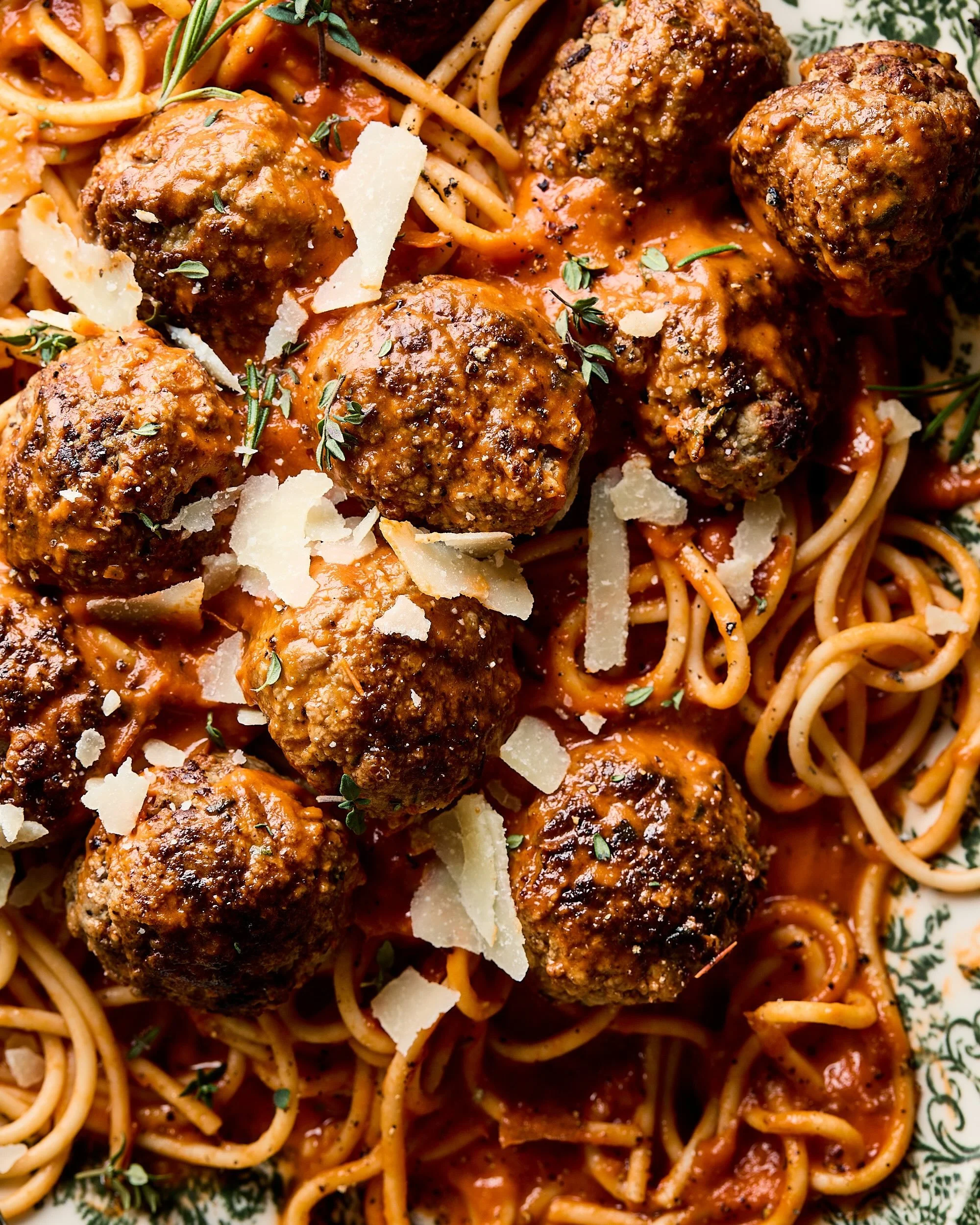 Close-up Polpette al sugo - Italiaanse gehaktballetjes in tomatensaus