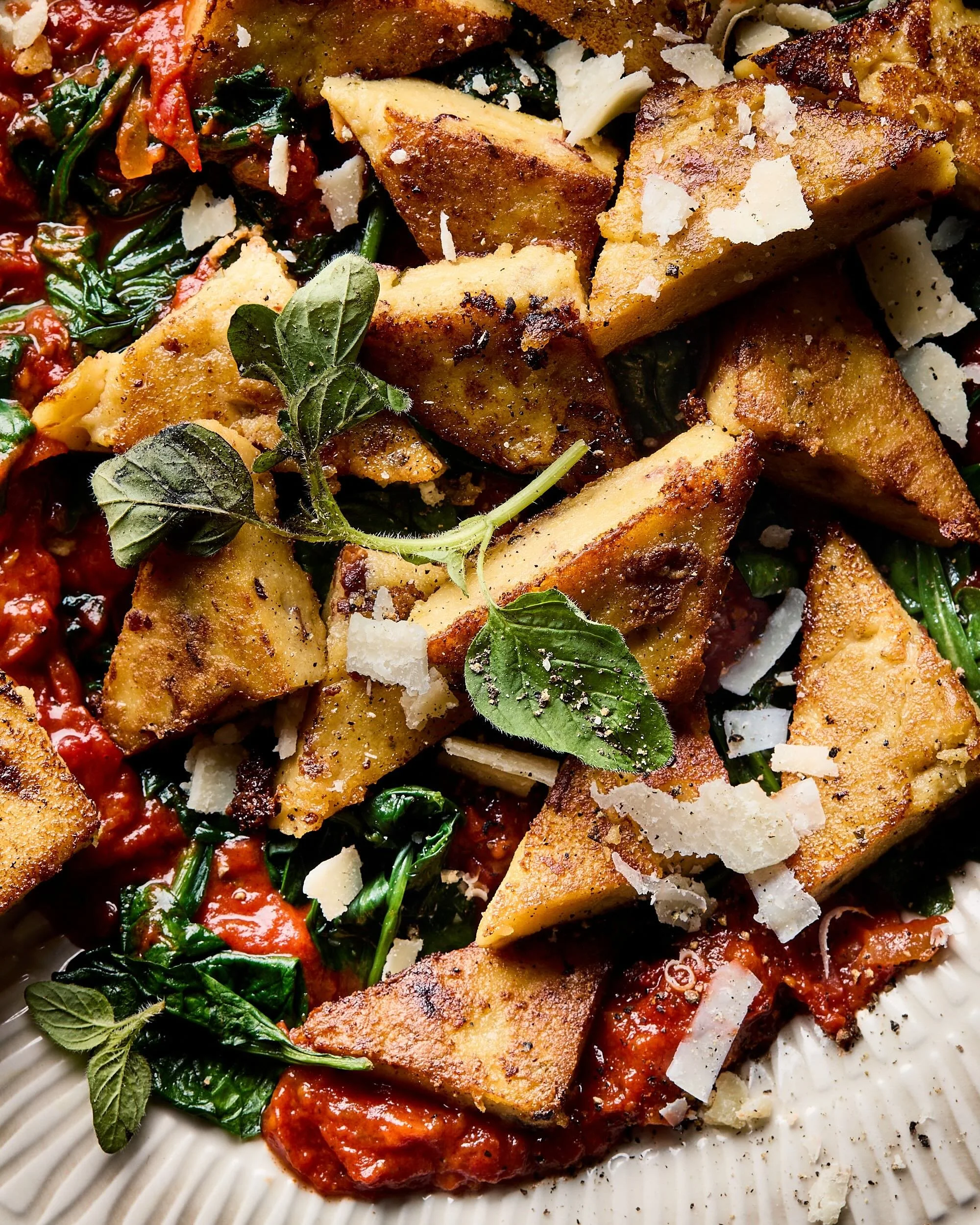 Close up gebakken polenta