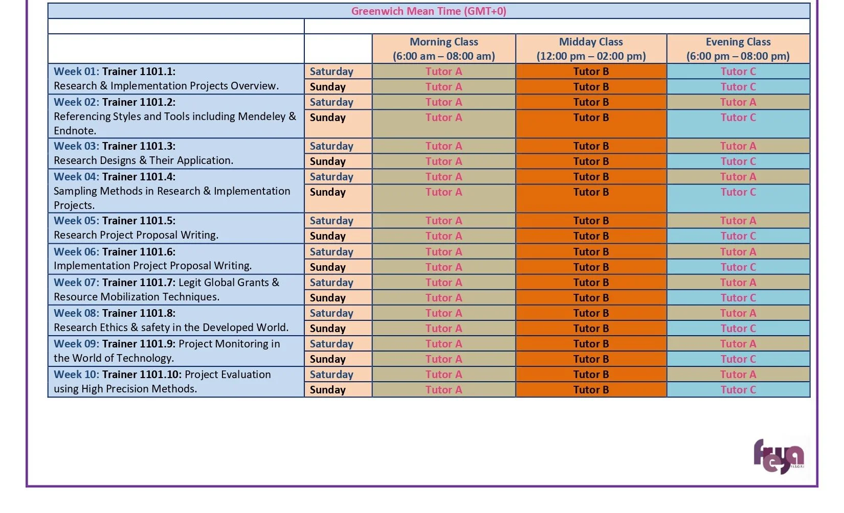 Class TimeTables Freya International Schools Of Research And Class TimeTables Freya International Schools Of Research And