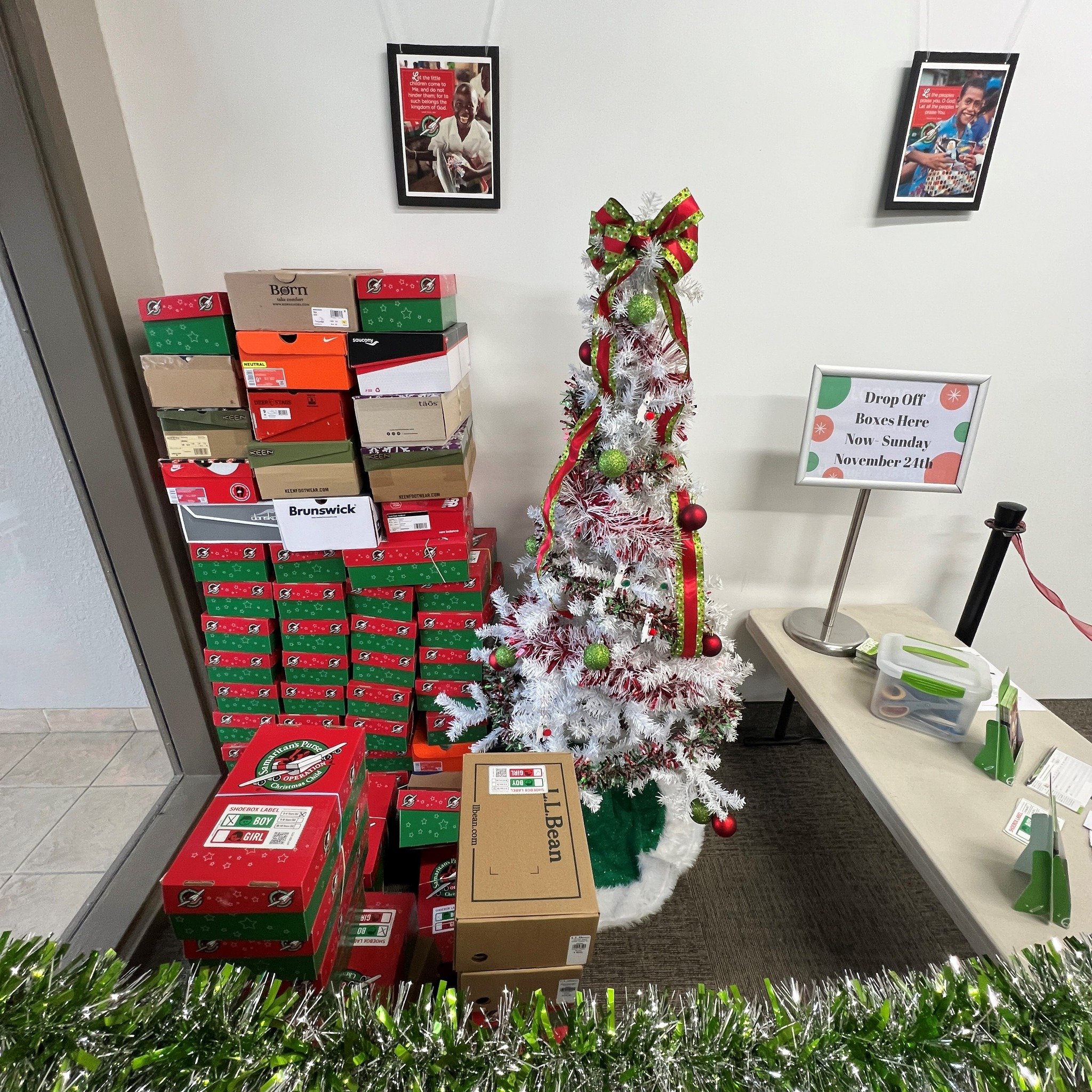 We have made room for more Operation Christmas Child boxes to be dropped off by door 3. Reminder that this weekend is the last chance to drop them off!