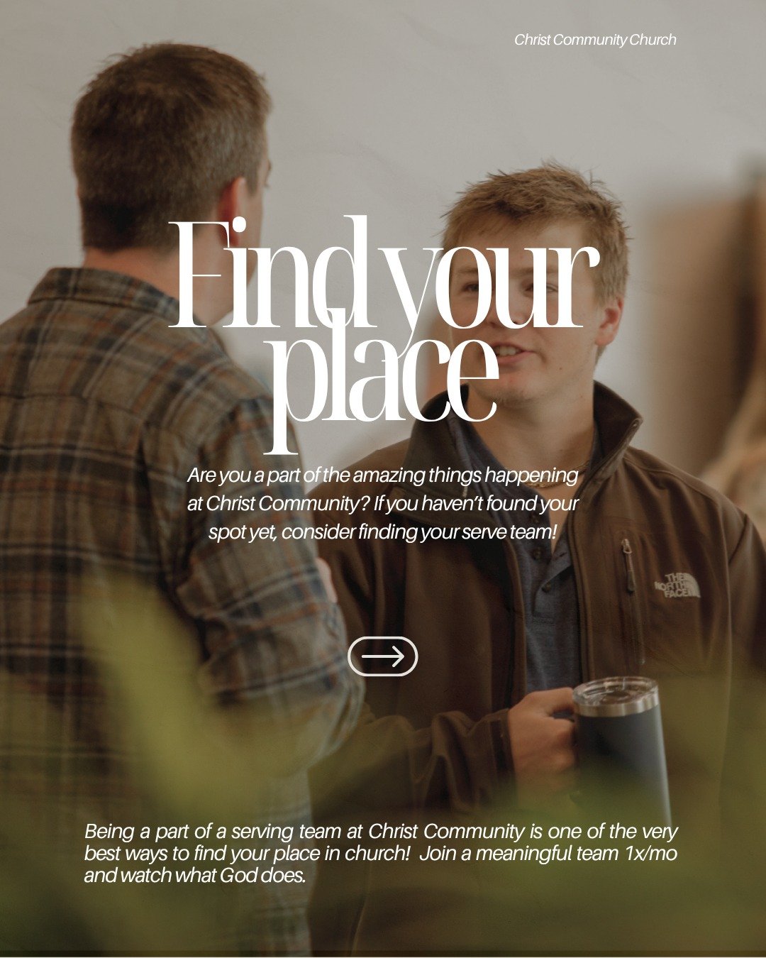 Being part of a serve team at Christ Community is one of the very best ways to find your place in church. If you're looking for a sign to take that next step, this is it! 

Get started at our link in bio, or at cccrochester.org/serve