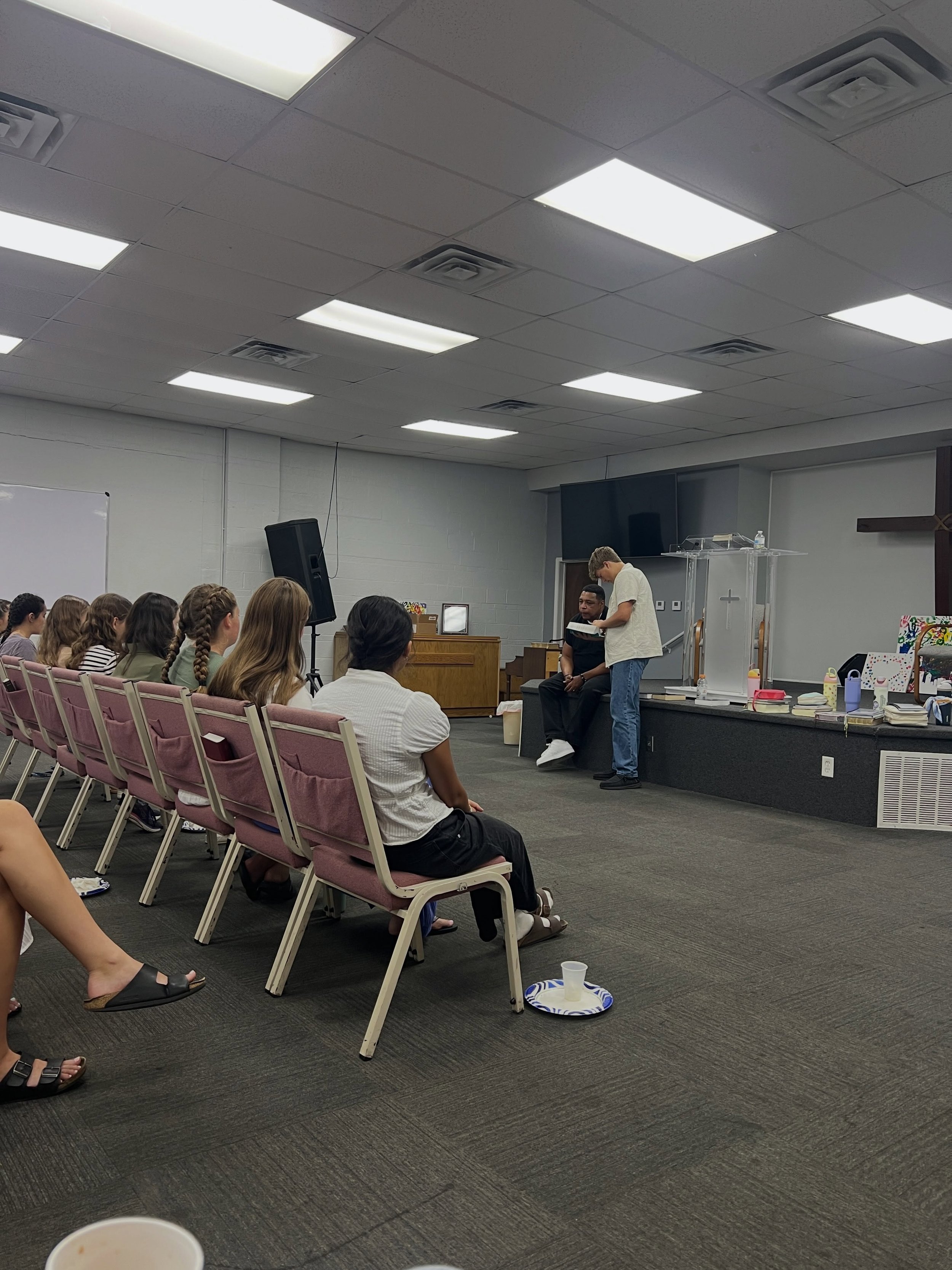 Day 2 complete! We started our day off with donuts and Bible study with church members! We enjoyed a nice breakfast with church after and some KC barbecue for lunch! We prepared for our upcoming kids camp week by splitting into groups! After the prep