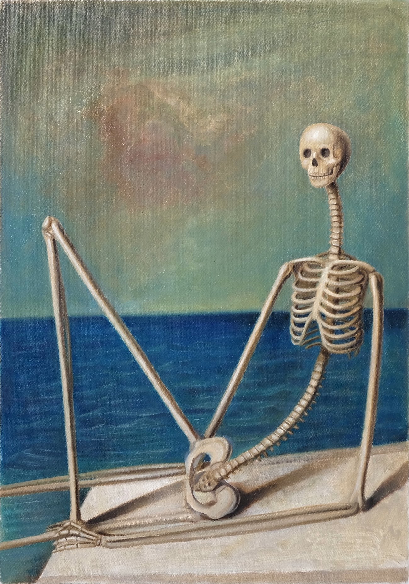 I Have Never Felt This Relaxed Before (Self-Portrait at the Beach), 2026, Öl auf Leinwand, 67x47cm

