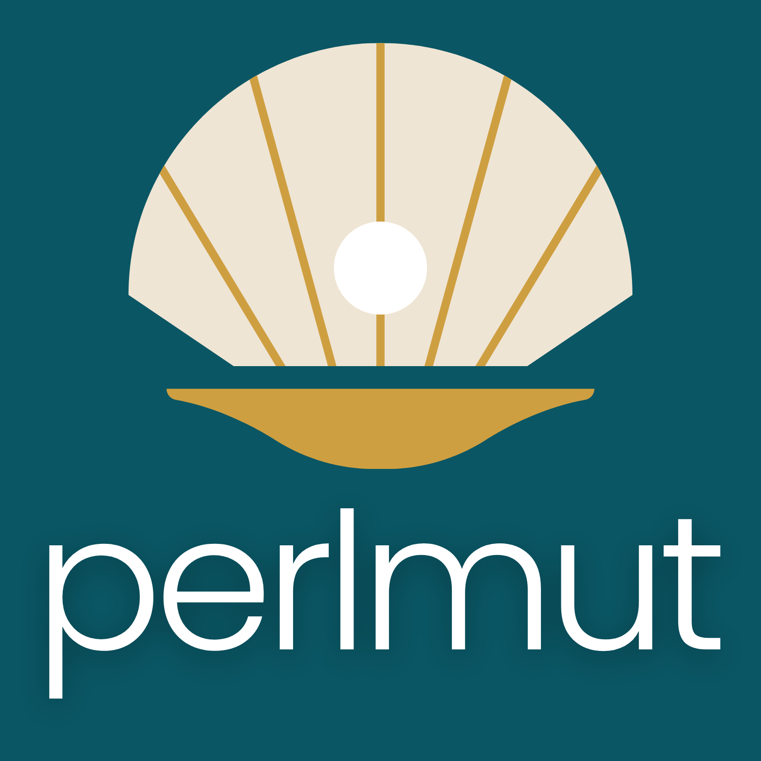 Ein stilisiertes Logo mit einem Fächer und dem Schriftzug 'perlmutt' darunter.