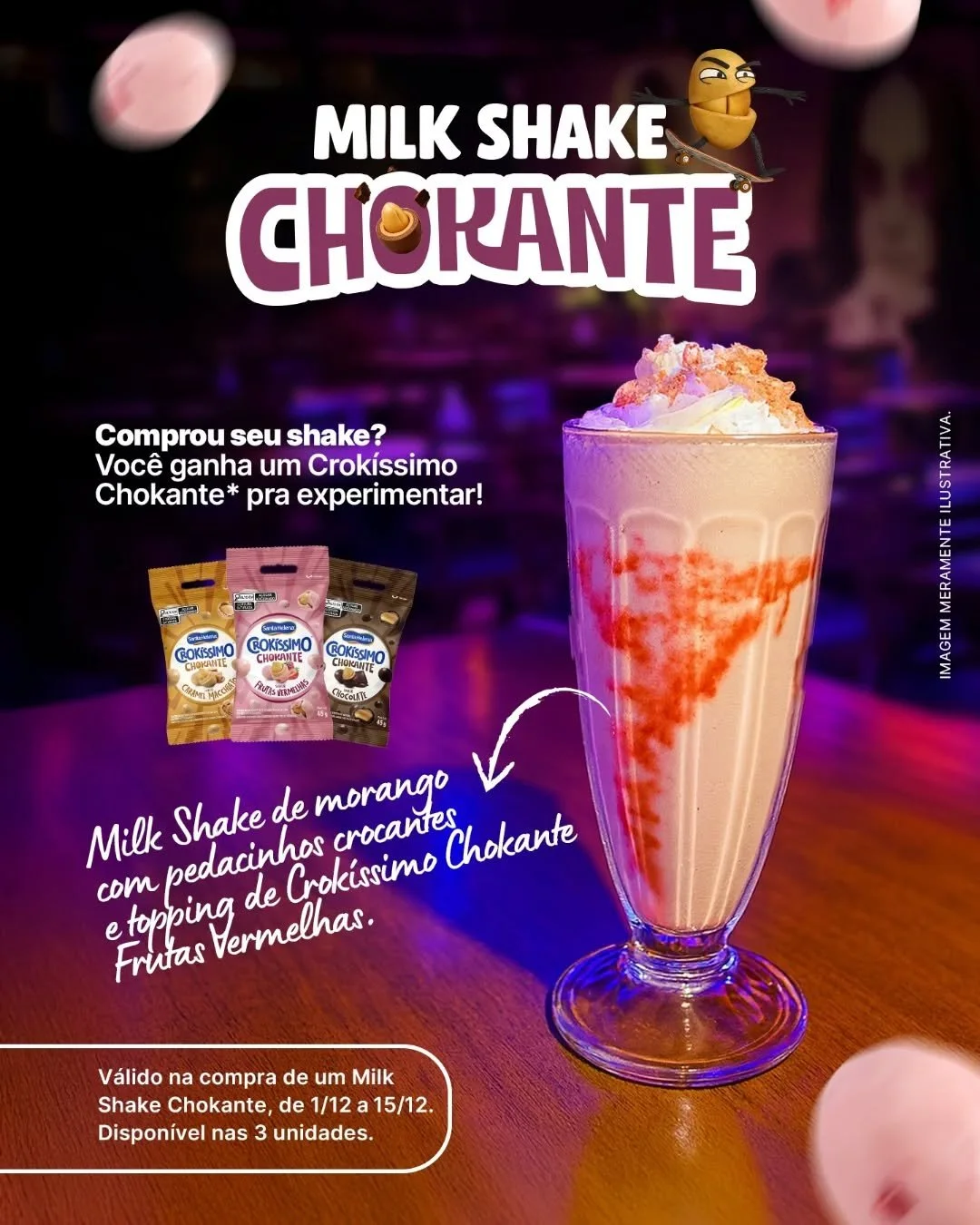 O Milk Shake Chokante chegou no Bario: morango cremoso, peda&ccedil;os crocantes e topping de Crok&iacute;ssimo Chokante Frutas Vermelhas. 🍓✨

E tem b&ocirc;nus: comprando o milk shake, voc&ecirc; ainda leva um Crok&iacute;ssimo Chokante pra experim
