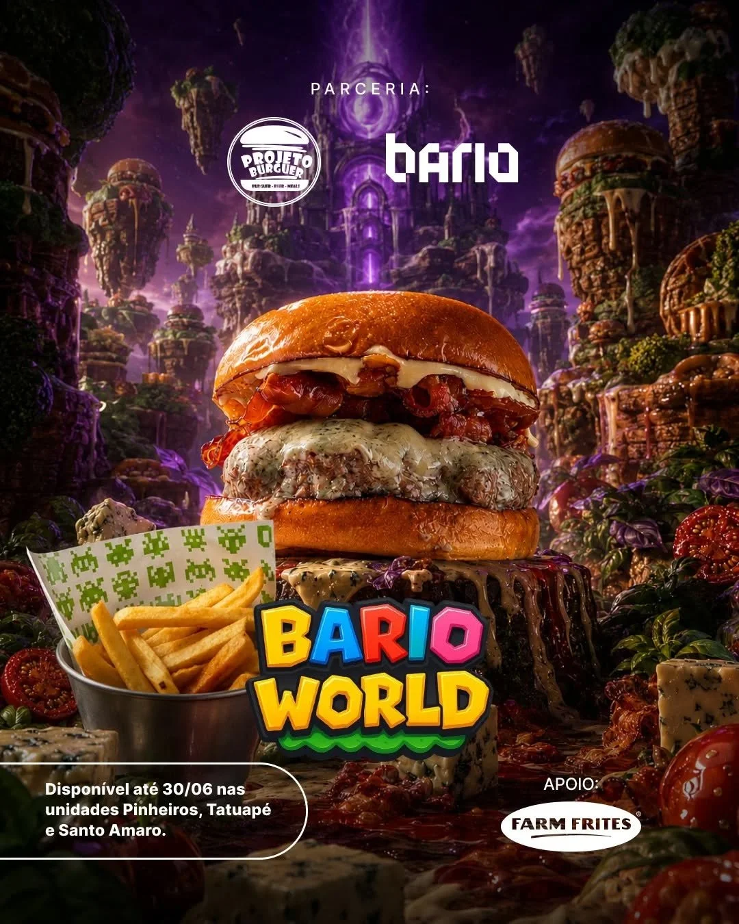 🚨 &Uacute;LTIMA FASE DO BARIO WORLD ATIVADA! 👾🍔

Chegamos no boss final dessa jornada em parceria com o @projetoburguer

Hora de garantir o &uacute;ltimo carimbo do passaporte devorando o lanche exclusivo da rodada. E &oacute;, se liga na recompen