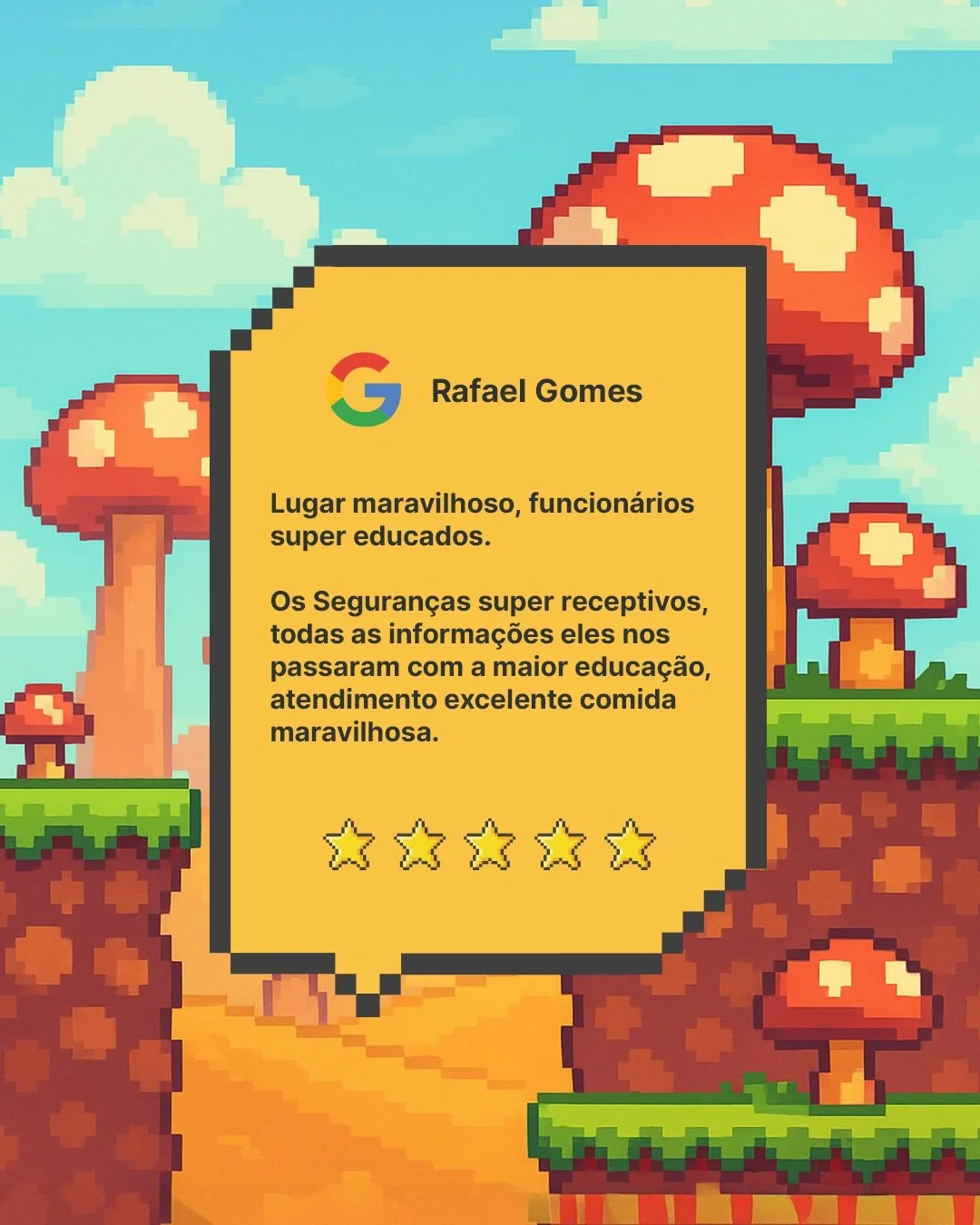 Nada melhor do que saber que a galera saiu daqui feliz. 🎮🔥

Obrigado pelo carinho, Rafael Gomes, &eacute; por coment&aacute;rios como esse que a gente d&aacute; o seu melhor todos os dias. Te esperamos em breve! 🍻⭐
