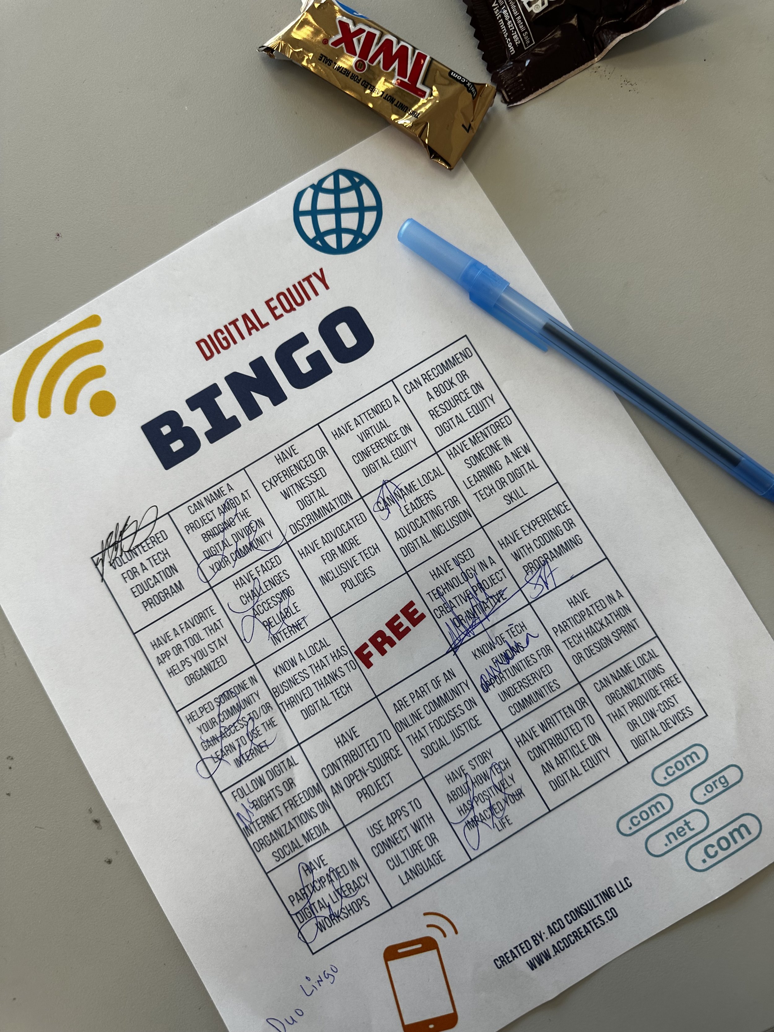 Building Connections through Digital Equity BINGO: A Game for Learning and Networking