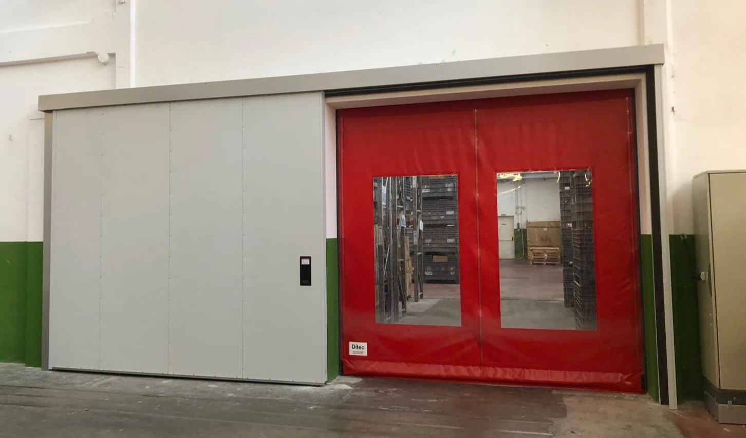 Porta ad avvolgimento rapido autoriparabile DITEC e Portone scorrevole tagliafuoco NINZ