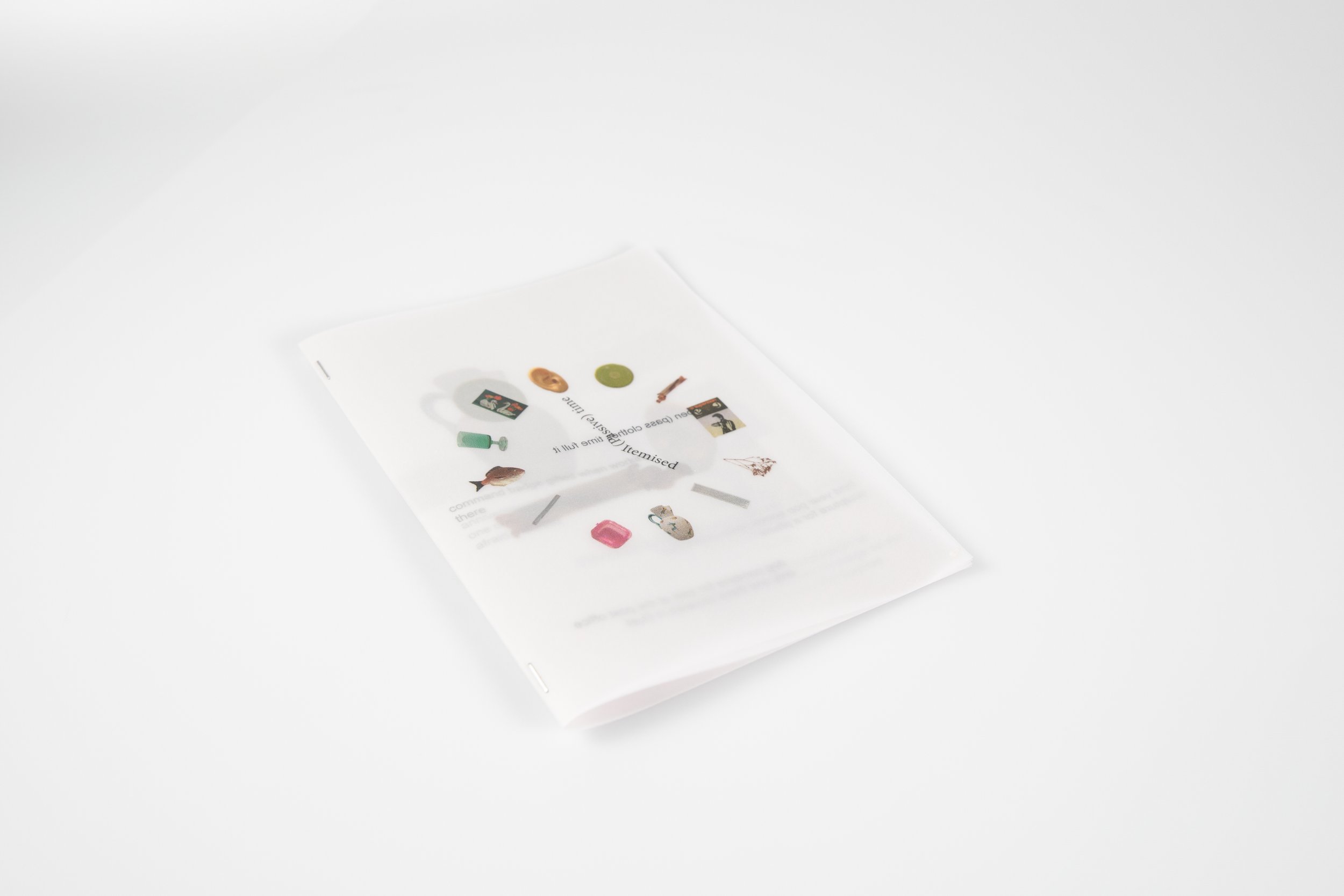 a5, 80gsm vellum, inkjet printed, 20 pages.