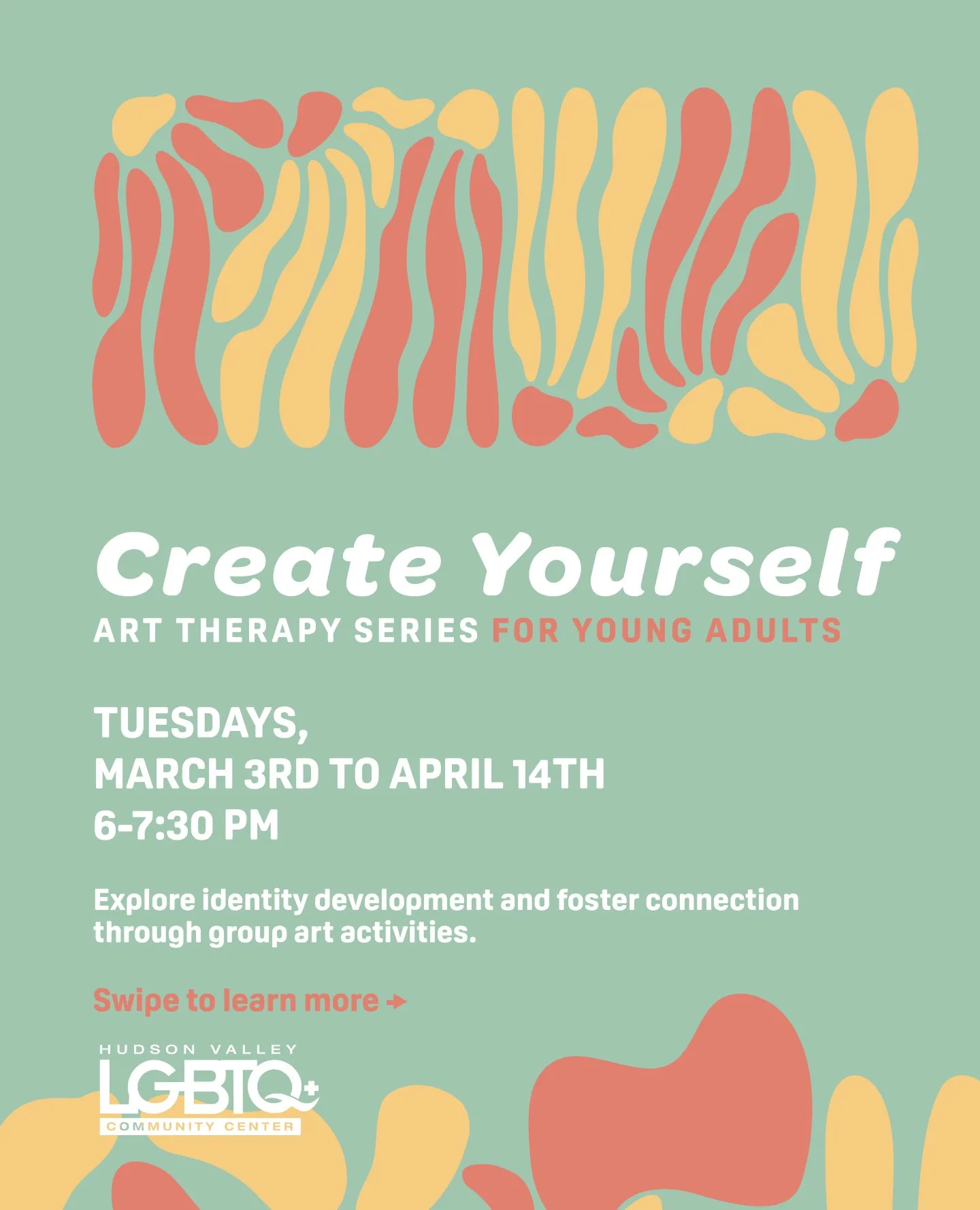 🎨 We are so excited to announce Create Yourself, our brand new free art therapy series for young adults ages 18-25 &mdash; spots are limited, register early to secure yours!

Led by Leah Rose Damour, LCAT, DBT-C, ATR-BC (she/her), a licensed Psychot