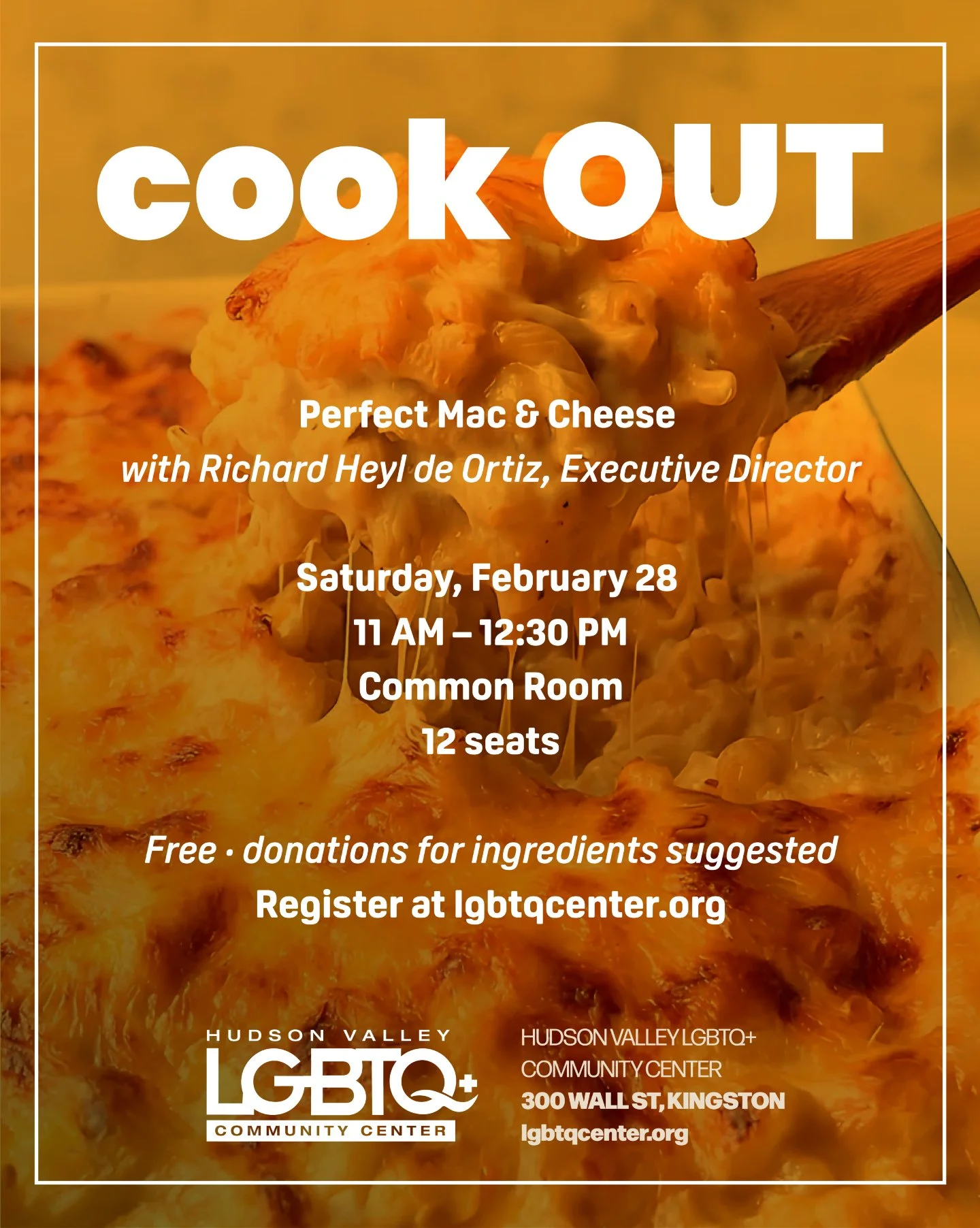 This Saturday, close out the month with us at TWO free, family-friendly events happening at the Community Center!

🍝 CookOUT: Perfect Mac &amp; Cheese
Saturday, Feb 28 &middot; 11AM&ndash;12:30PM &middot; Common Room (3rd Floor)
Join Executive Direc