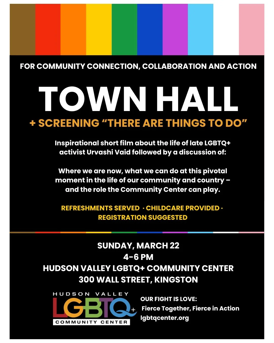 Sunday March, 22 &middot; 4-6 PM &middot; Apuzzo Hall

Join us for a screening of "There Are Things To Do," an inspirational short film about the life of late LGBTQ+ activist Urvashi Vaid, followed by a community discussion about where we a