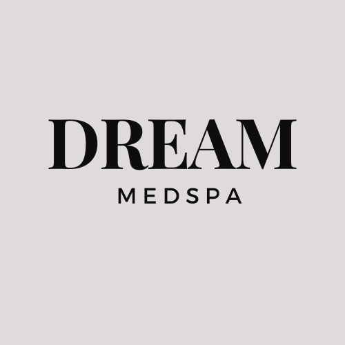 Logo for Dream MedSpa with the text 'DREAM' in bold black letters and 'MEDSPA' underneath in smaller font, on a gray background.