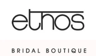 Logo for Ethos Bridal Boutique with black text and a thin horizontal line