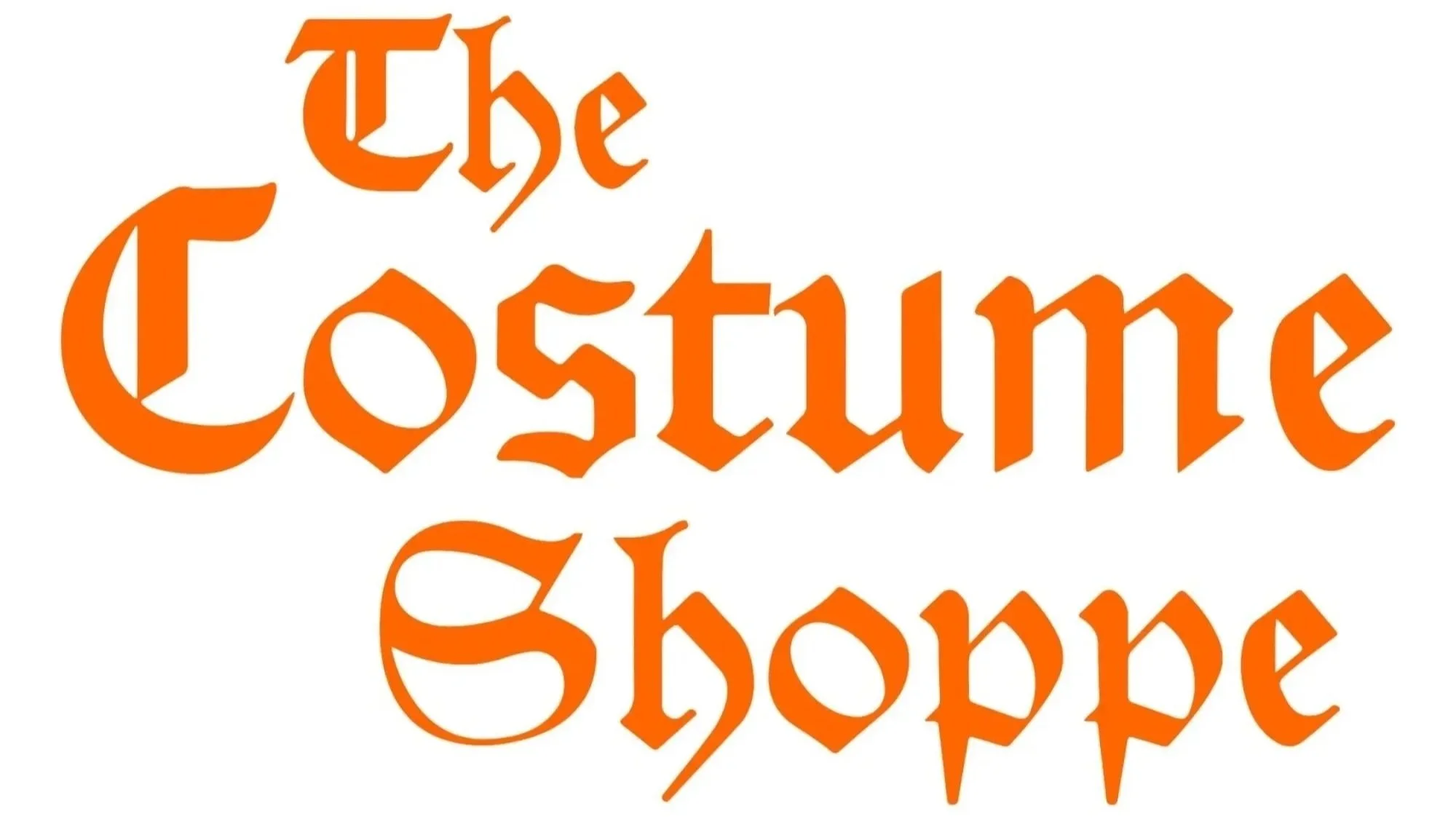 Orange Text Logo for the business The Costume Shoppe