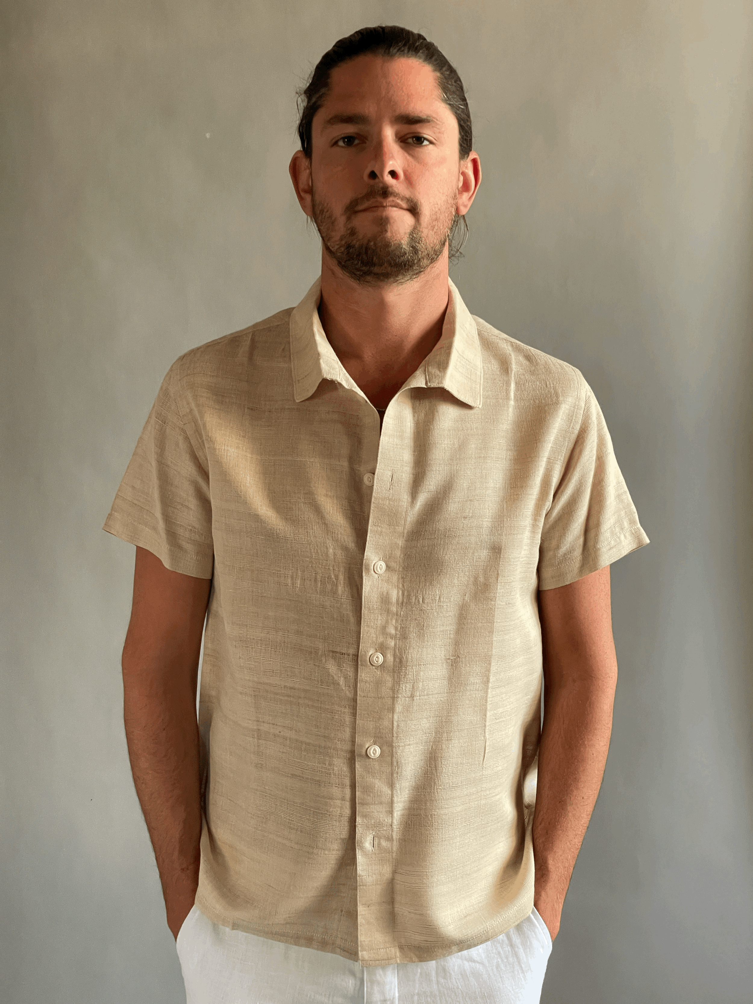 "Boris" Shirt in Handwoven Raw Silk