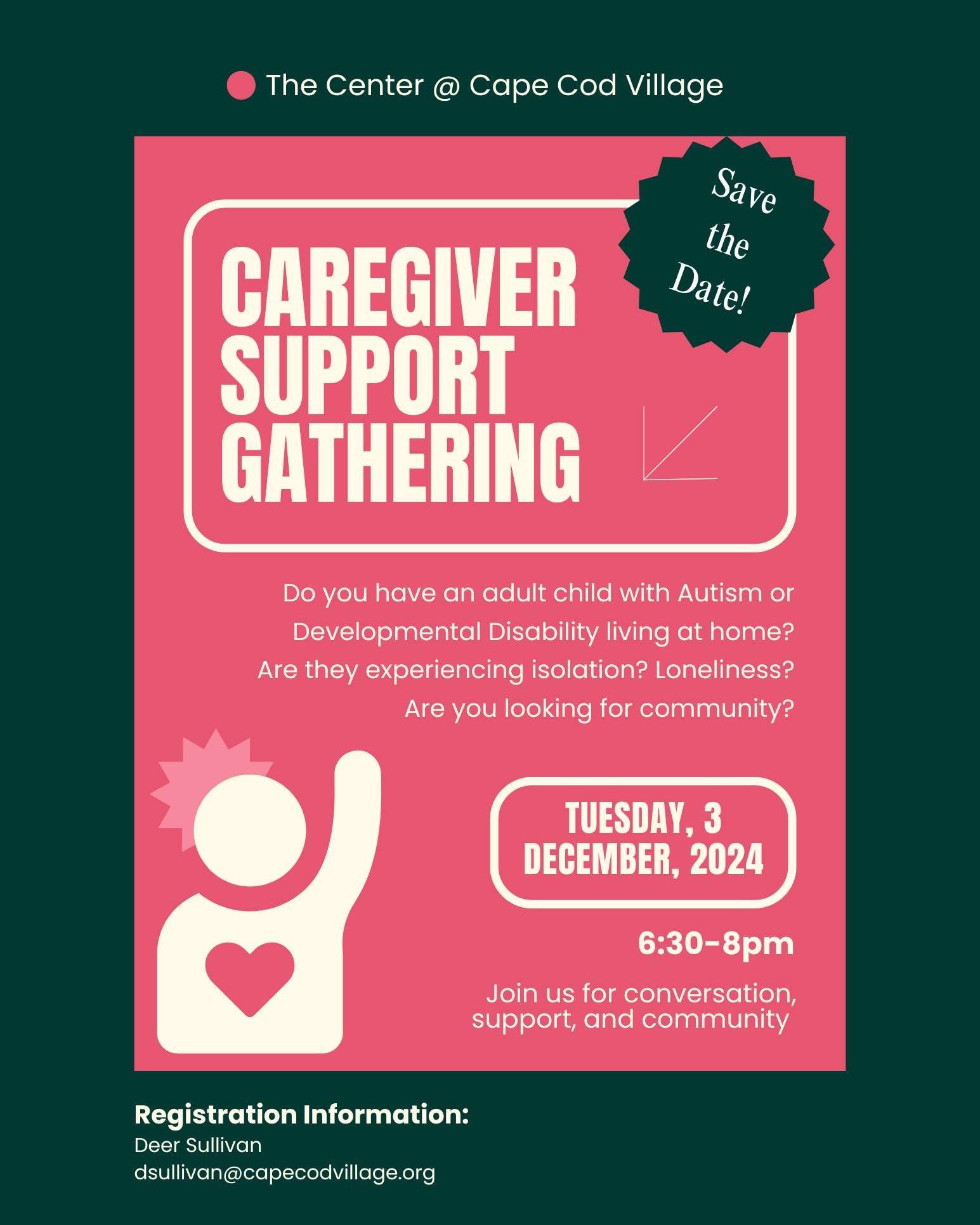To meet the needs of our local ASD, IDD community, we are hosting a gathering for local parents and caregivers. We invite you to join us for conversation, support, and community at The Center on December 3rd. Please reach out to deer for registration